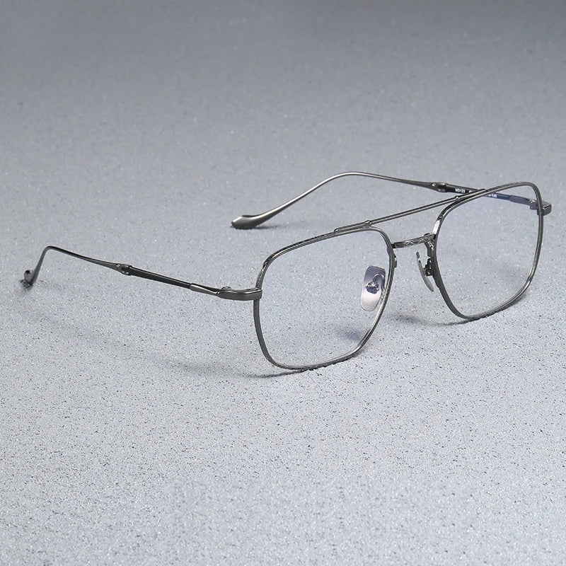 Stylish Unisex Black Titanium Eyeglasses - Full Rim Big Square Double Bridge Design B3123 | Perfect for Work, Reading & Fashion Accessories