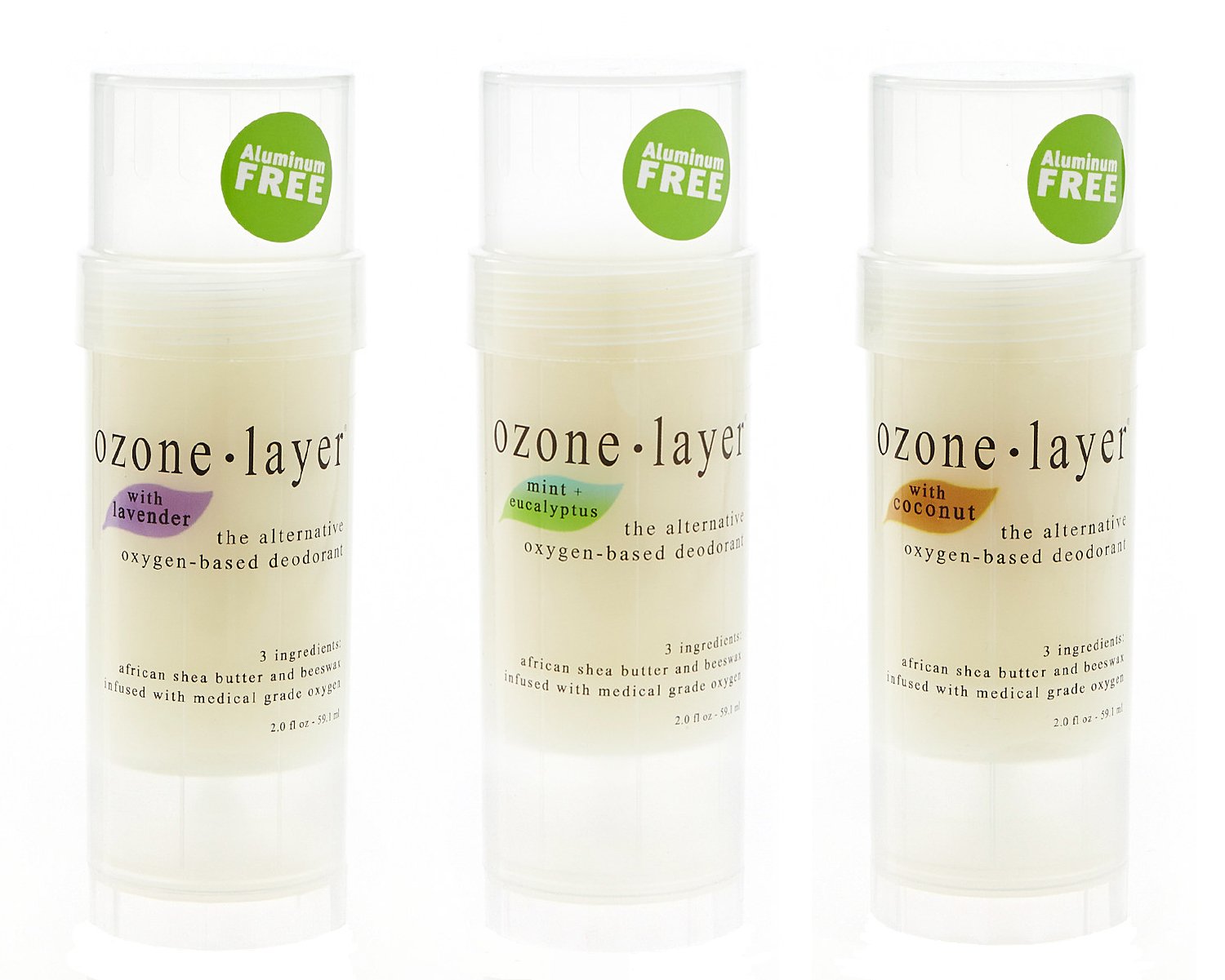 Ozone Layer Deodorant - All Natural Oxygen-Based Deodorant for Men & Women | 3-Pack | Aluminum-Free, Chemical-Free | Fresh All Day for Workouts, Office & Daily Use
