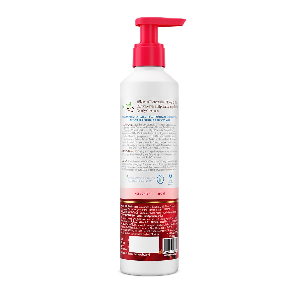 Mamaearth Hibiscus & Curry Leaves Damage Repair Shampoo - 250ml | Strengthens & Nourishes Dry, Frizzy Hair | Promotes Smoother, Shinier Locks | All Hair Types | Perfect for Daily Hair Care & Salon-Quality Results at Home