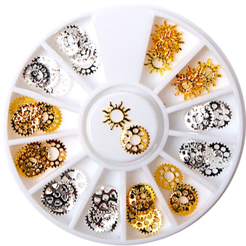 Gold & Silver Nail Art Decoration Wheels - DIY Manicure Accessories for Nail Art Designs | Perfect for Home Salon, Parties & Professional Nail Artists