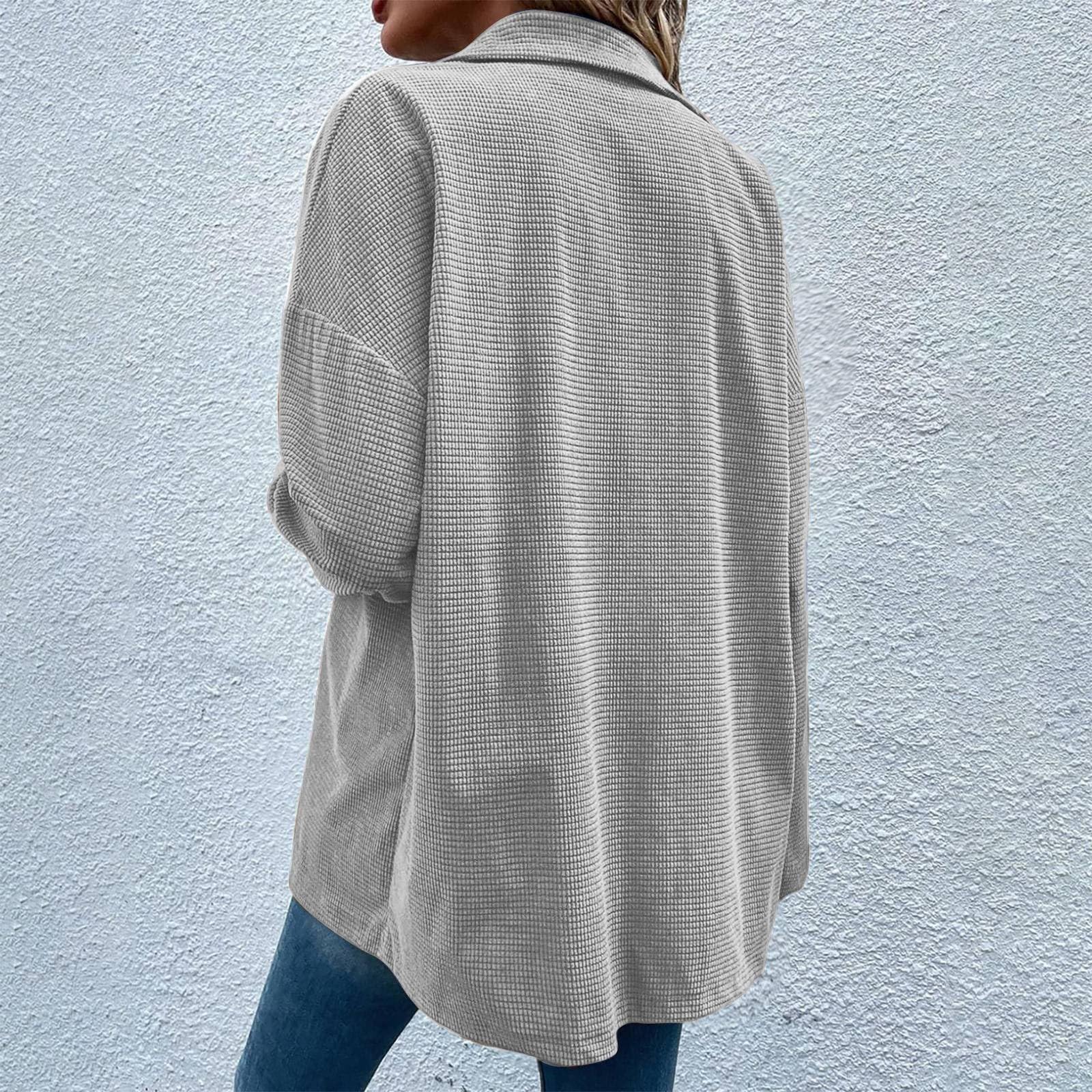 Trendy Oversized Cardigans for Women - Waffle Knit Shacket Jacket with Long Sleeves & Button Down Design | Perfect for Winter Layering, Casual Outfits & Office Wear