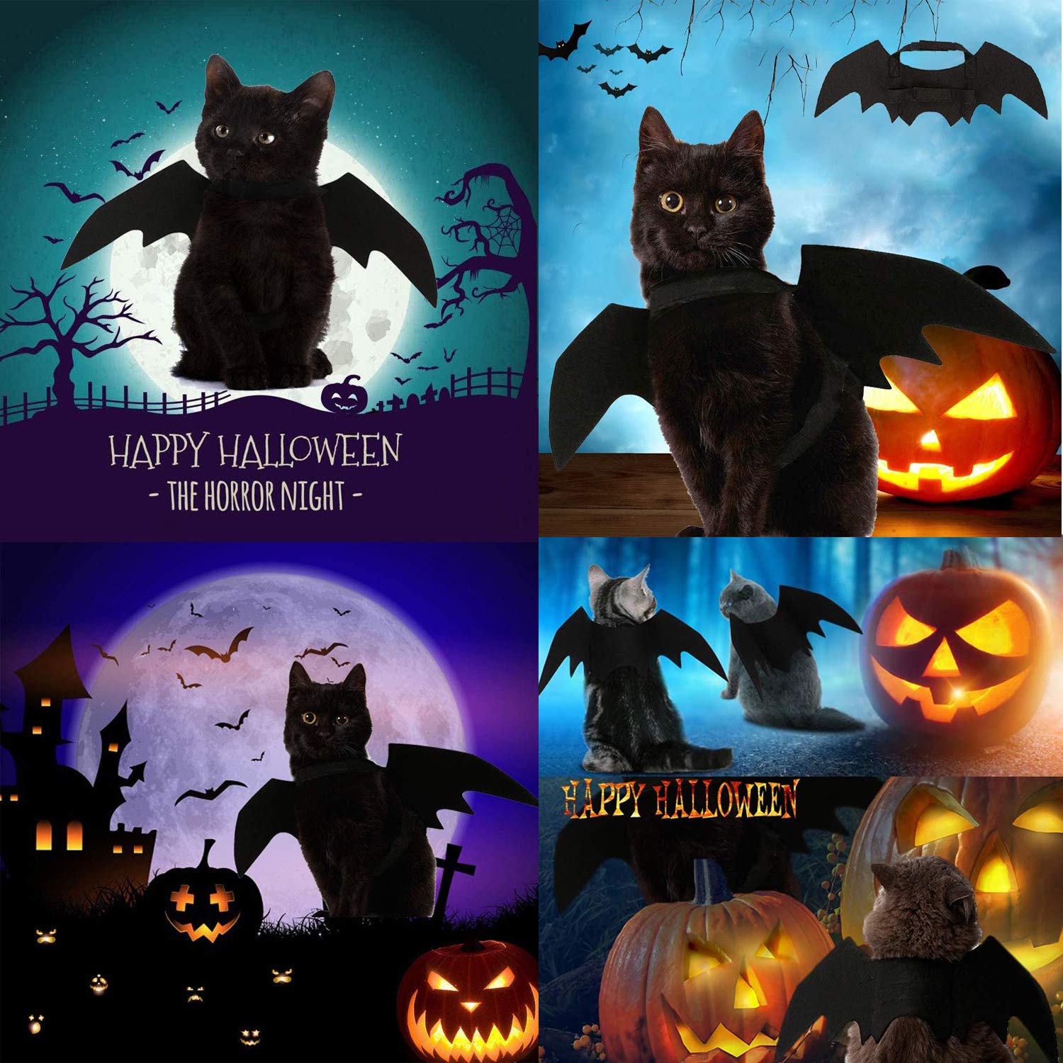 Black Cat Bat Wings for Halloween - Pet Costume Accessories for Cats & Small Dogs | Perfect for Halloween Parties, Cosplay & Dress Up Fun