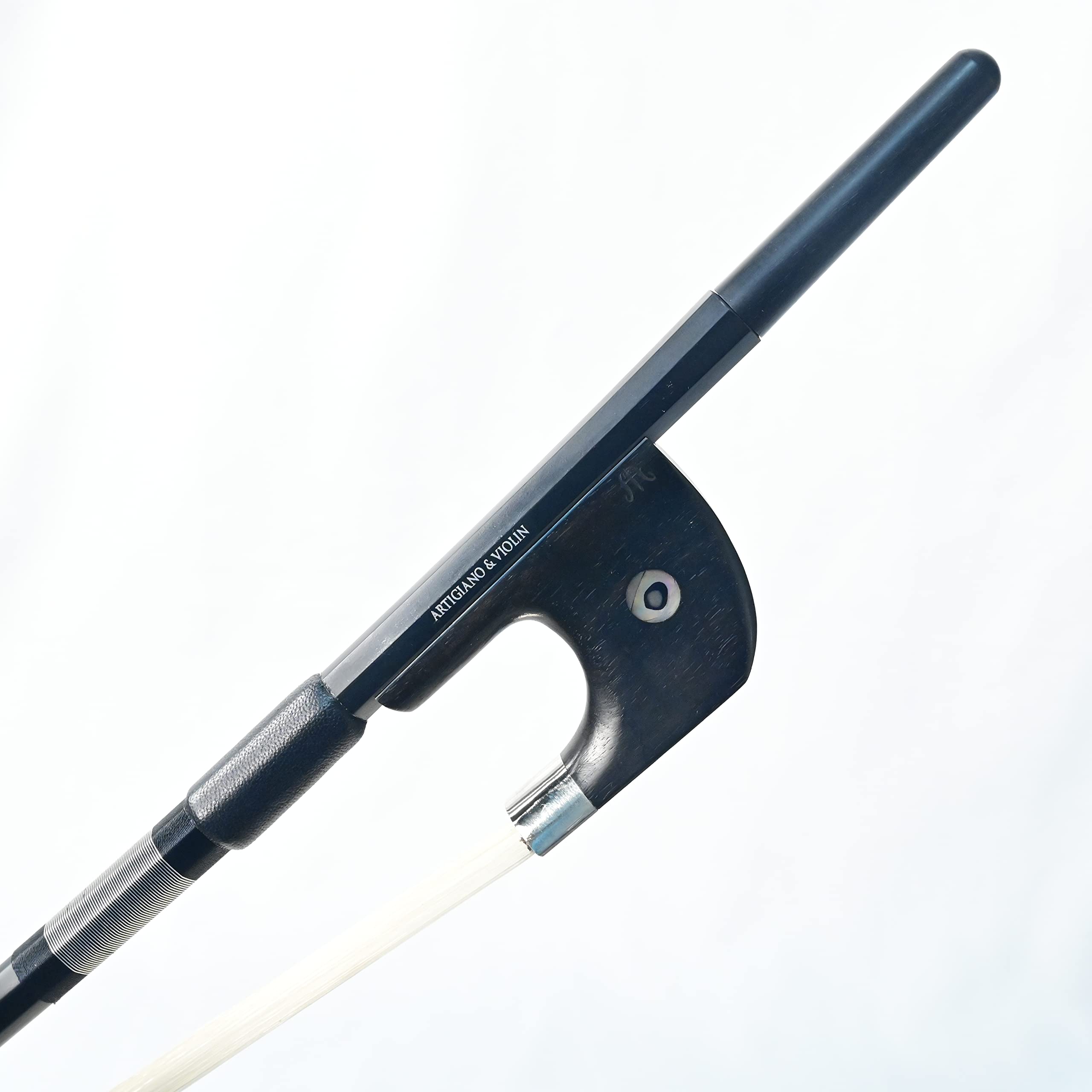 Premium Carbon Fiber Upright Bass Bow with White Horsehair - German Style AW-104W for Professional Musicians & Orchestra Performances