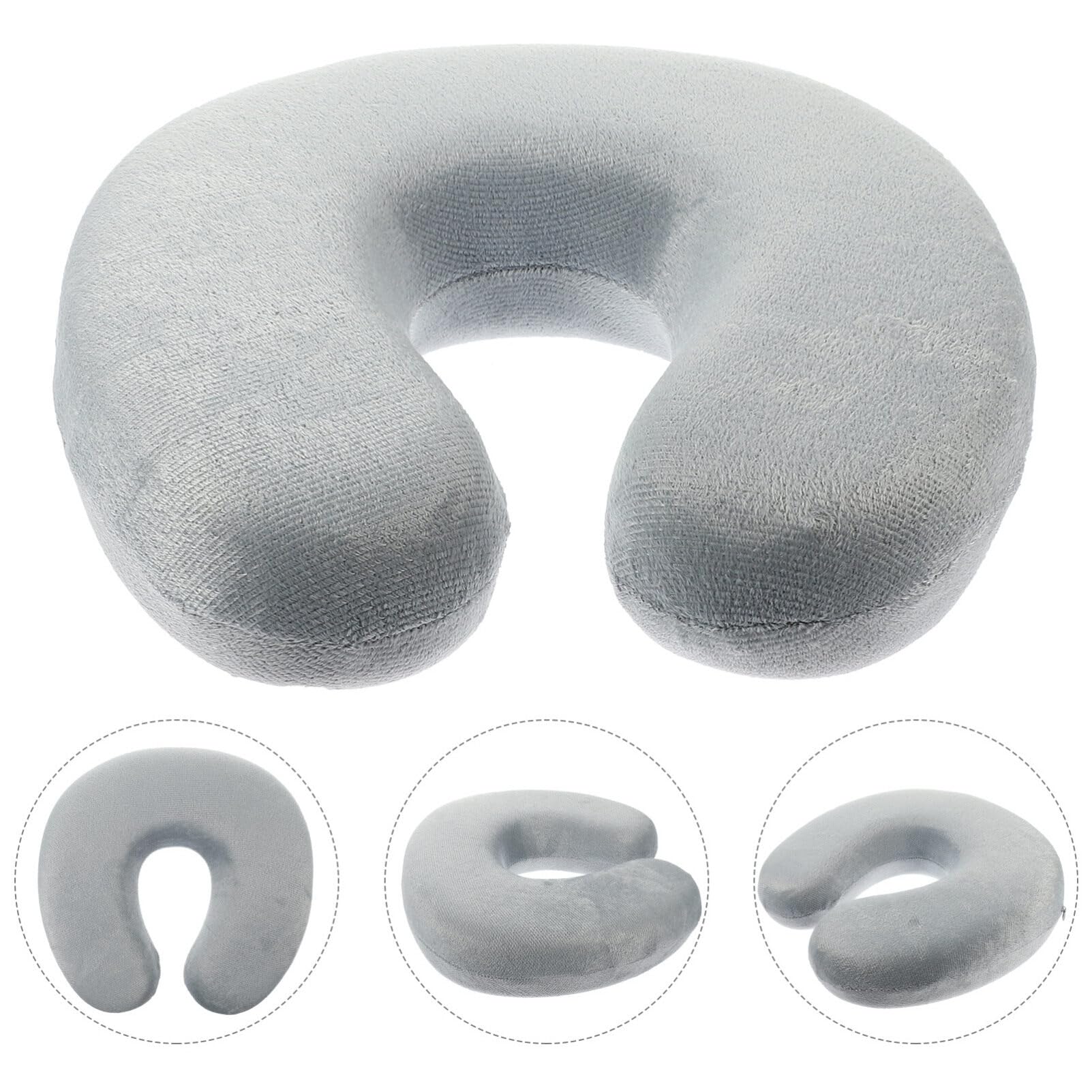 Garneck Airplane Travel Pillow - Soft Memory Foam U-Shaped Neck Support Cushion for Airplanes, Cars, Trains, Home & Office - Light Grey - Perfect for Long Flights, Road Trips & Work Breaks