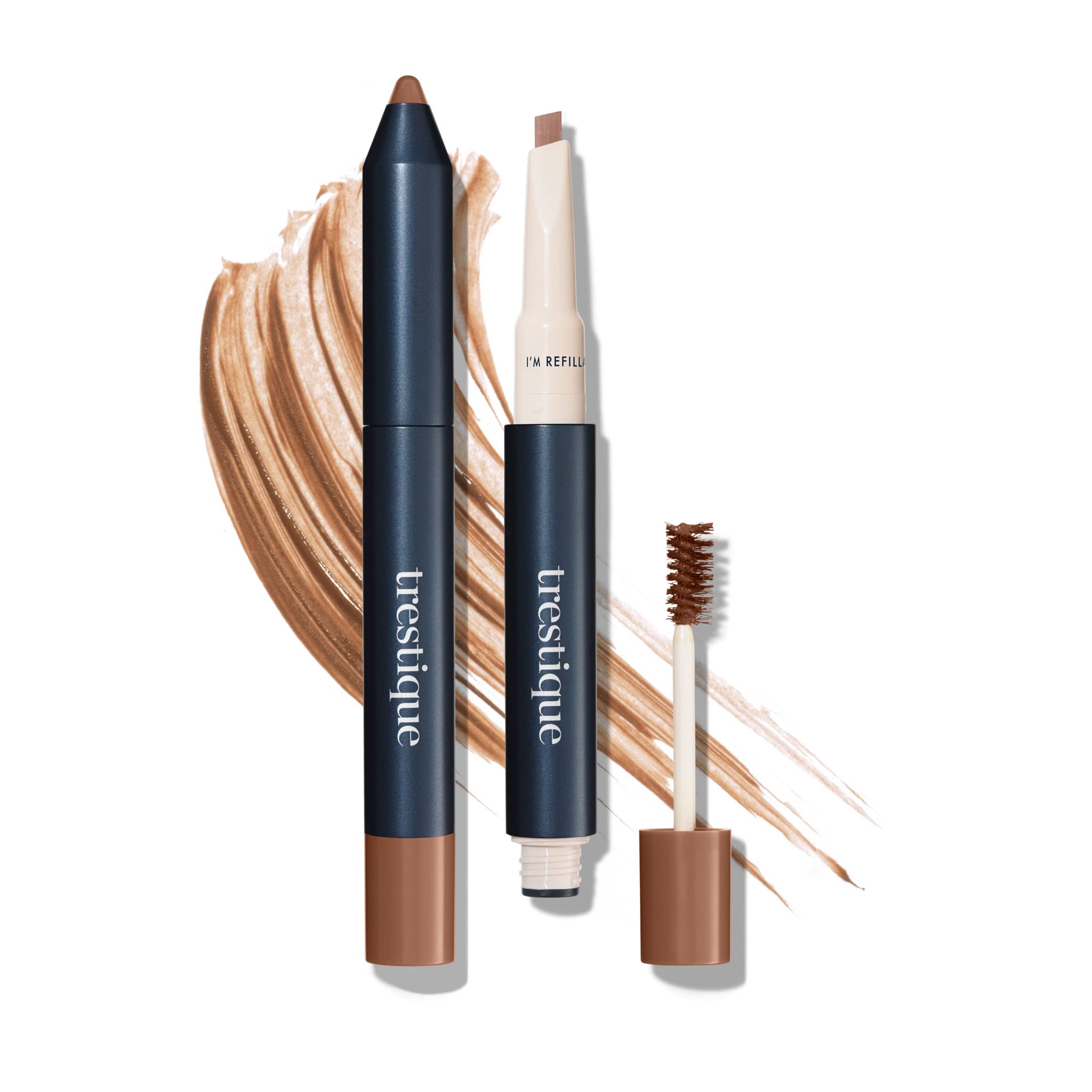 Trestique Refillable 2-in-1 Eyebrow Pencil & Gel - Clean Beauty Brow Definer with Built-In Spoolie | Natural Looking Brows for Everyday Makeup & On-The-Go Touch Ups