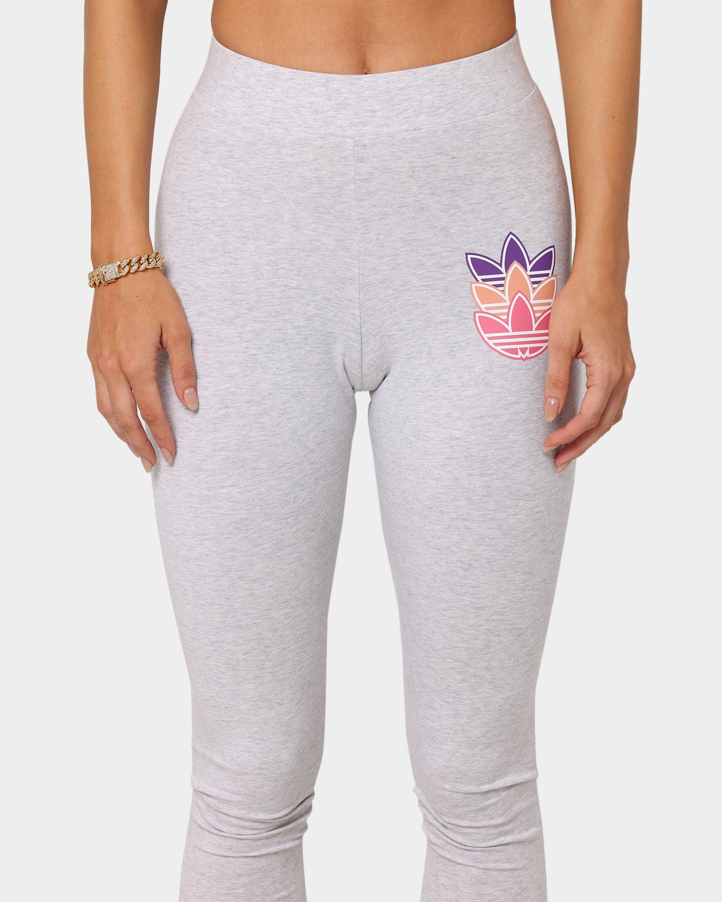 Adidas Women's Logo Play Leggings - Light Marle Athletic Pants for Yoga, Running & Gym Workouts