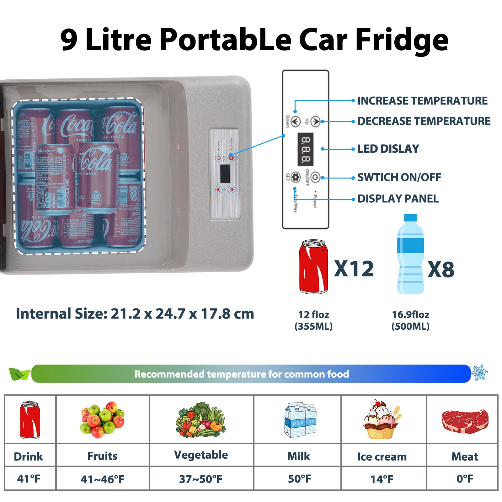 Alpicool C9PT 12V Portable Car Refrigerator - 18 Quart Compact Freezer for Road Trips, Camping & Outdoor Adventures | Black Mini Fridge for Cars, Trucks & RVs