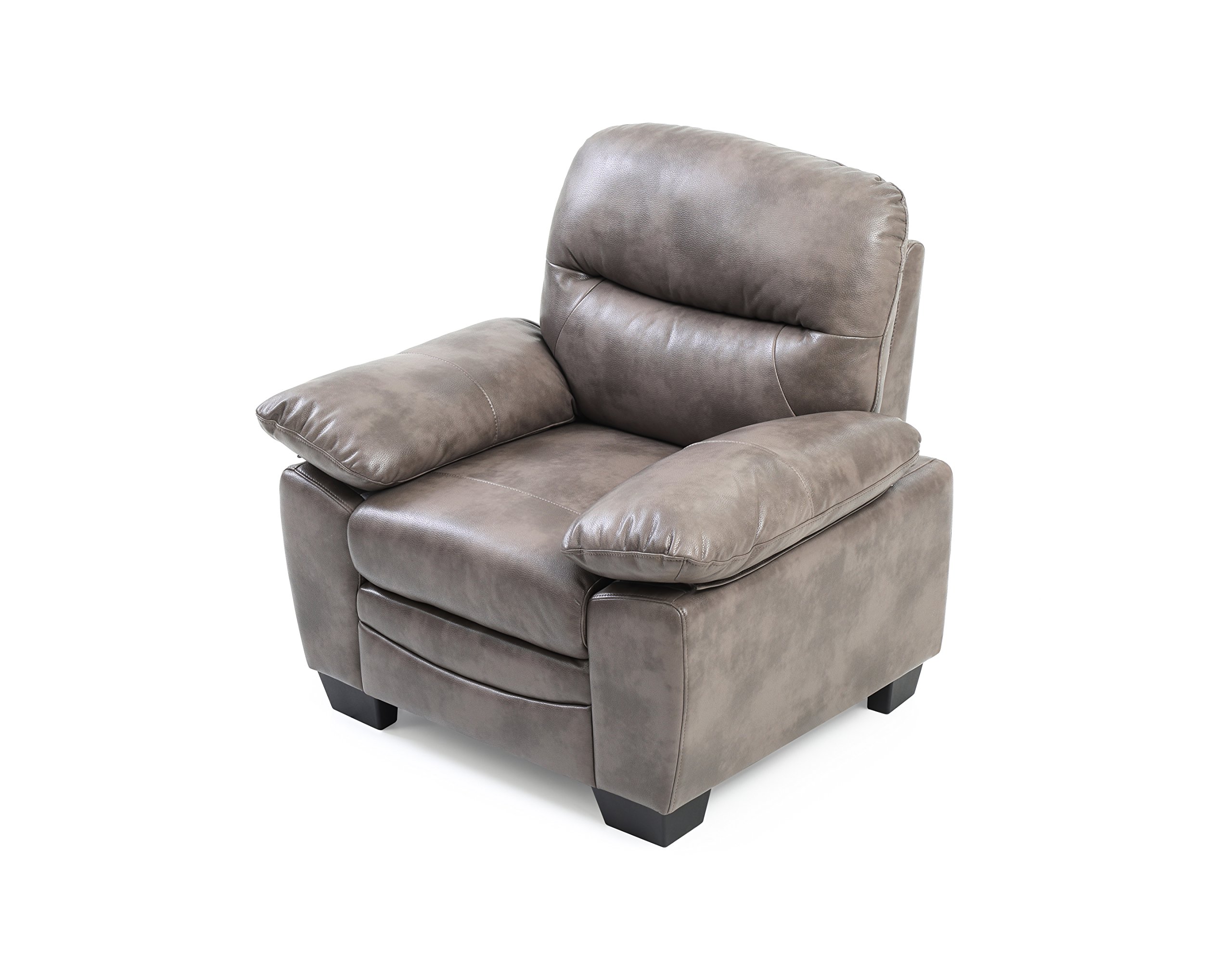 Glory Furniture Upholstered Arm Chair - Gray Faux Leather Living Room Accent Chair for Home Office, Lounge & Reading Nook