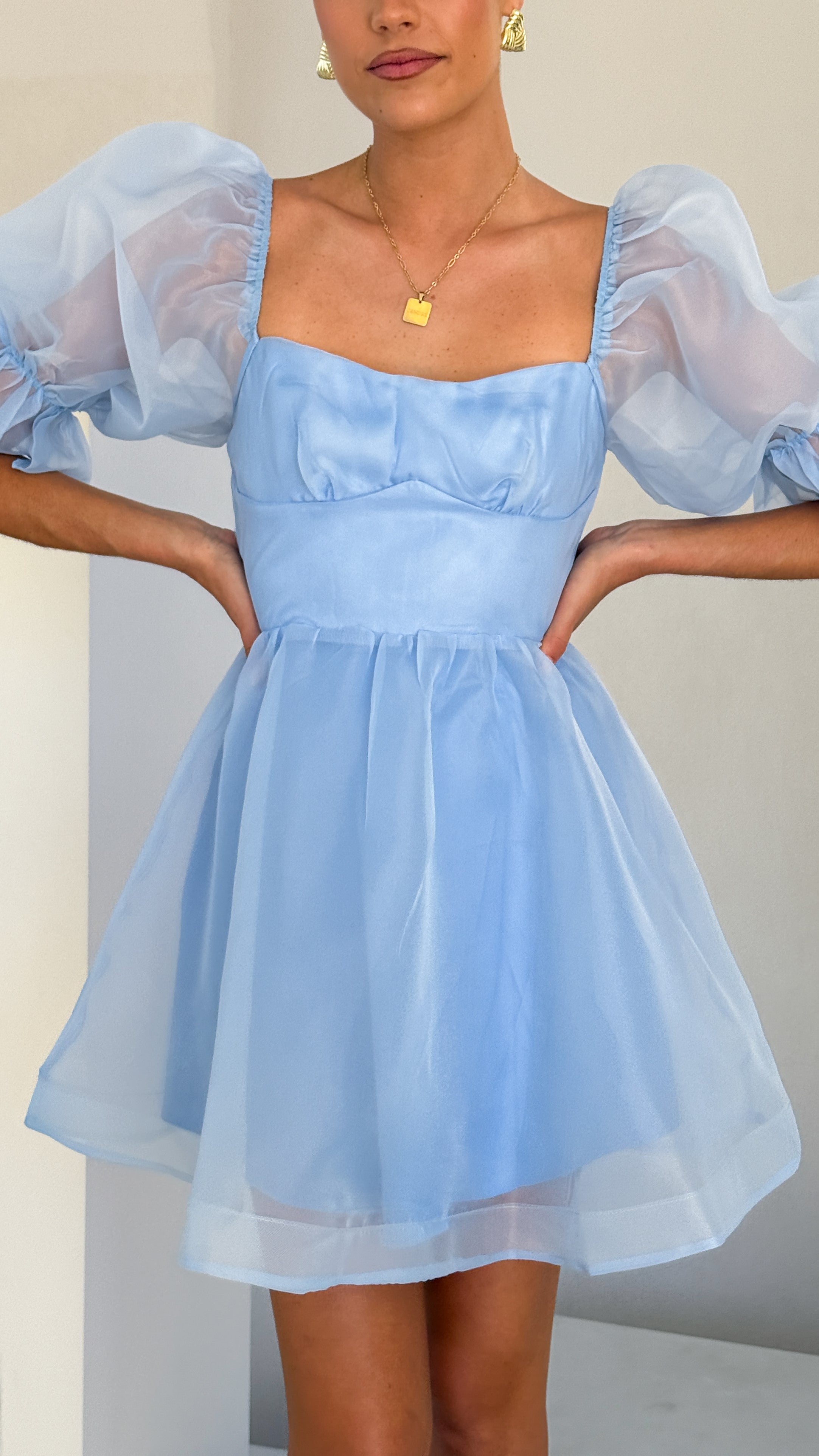 Lakeithia Mini Dress for Women - Blue Flowy Summer Dress for Casual Wear, Beach, Party & Date Night