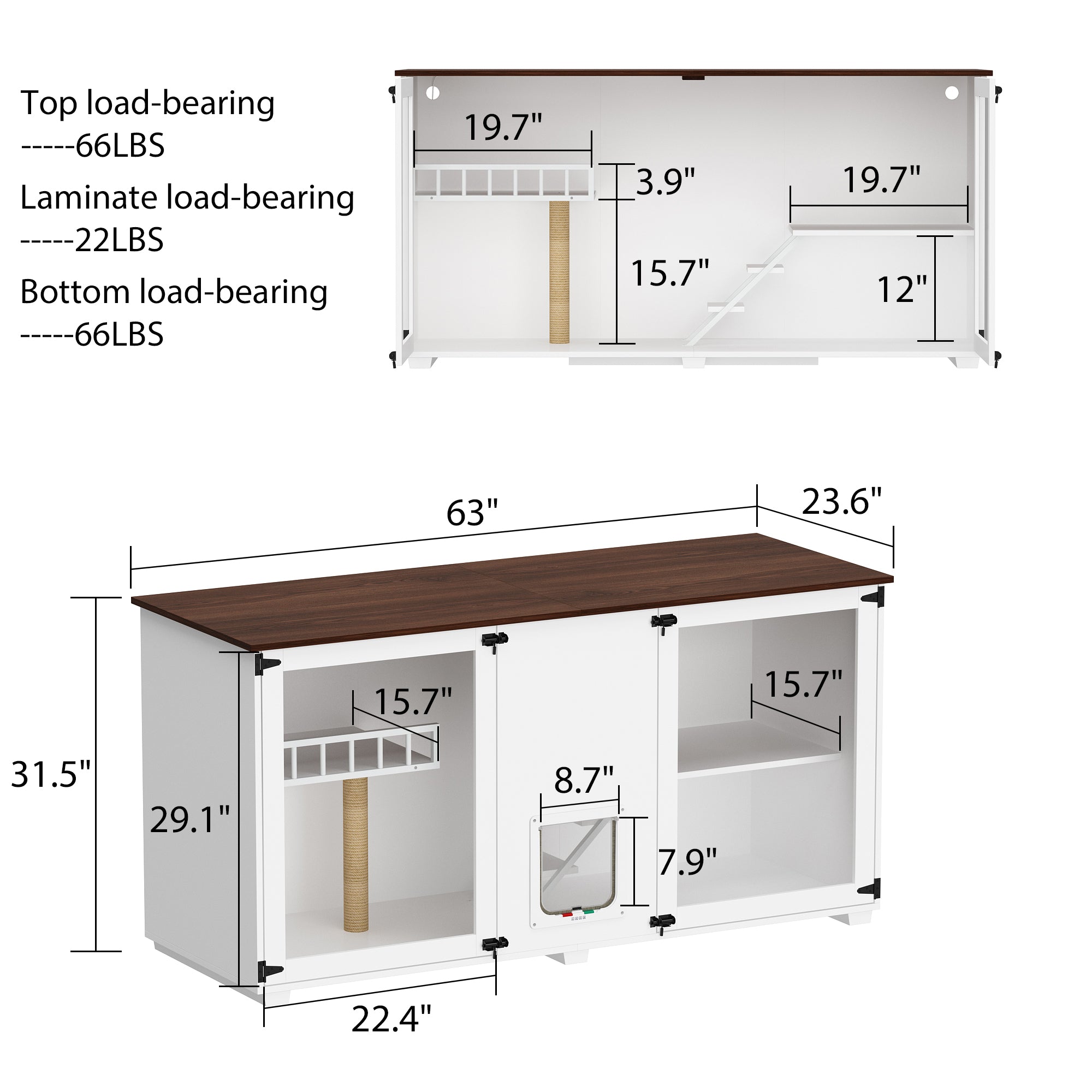 Modern Cat Litter Box Enclosure with Scratching Post & LED Light - Stylish Furniture for Small Spaces, Odor Control & Nighttime Use