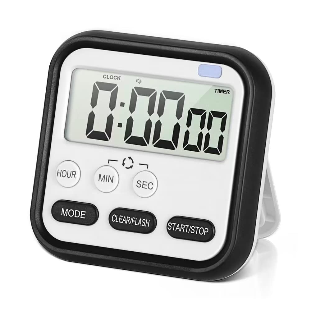 24-Hour Digital Kitchen Timer with Large LCD Screen - Magnetic Count Up/Down Stopwatch, Loud Alarm for Cooking, Bathroom, Shower, Kids & Teachers | Perfect for Baking, Classroom, Workouts & Time Management