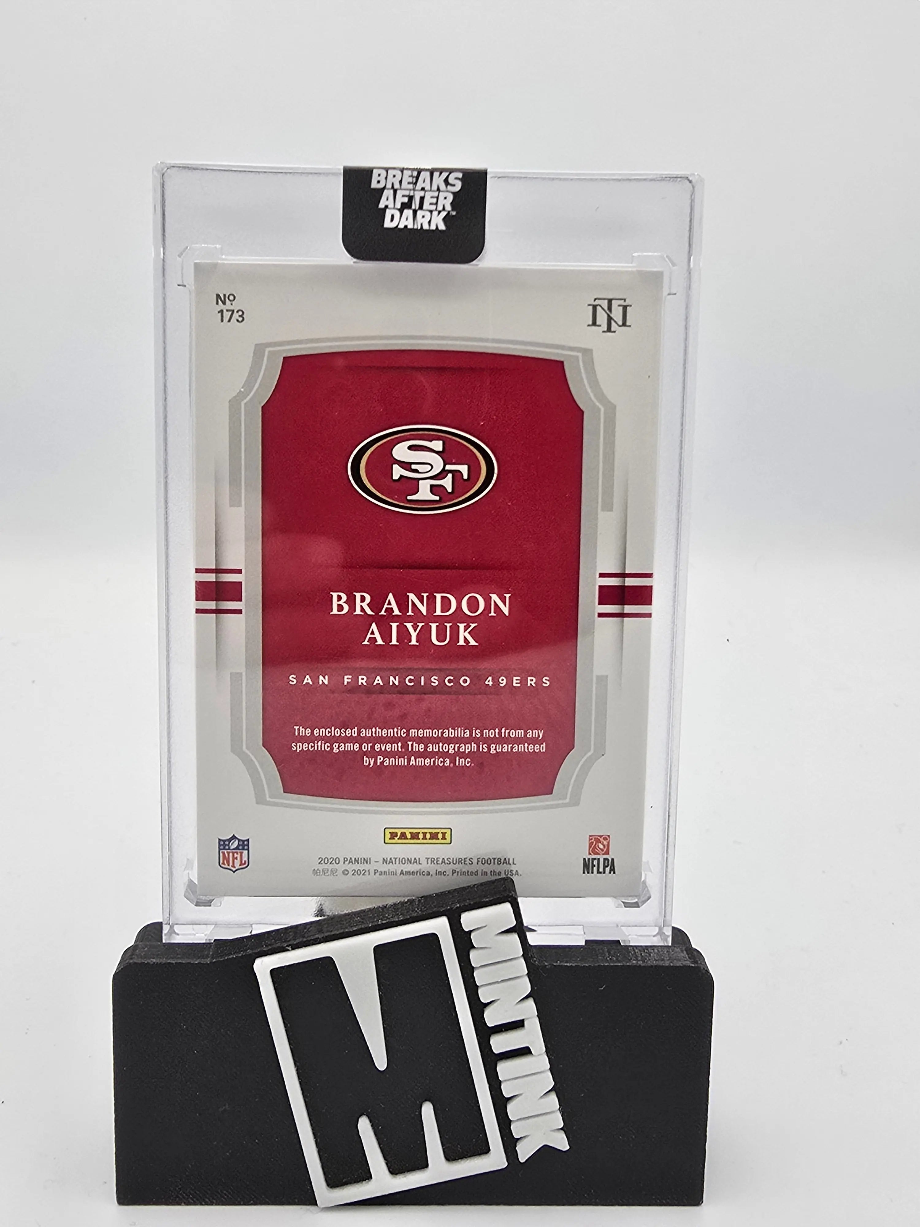 2020 Panini National Treasures Football Brandon Aiyuk Red RPA 2/5 #173 - Rare NFL Rookie Card for Collectors & Sports Memorabilia Enthusiasts - Perfect for Displaying in Home Office or Man Cave