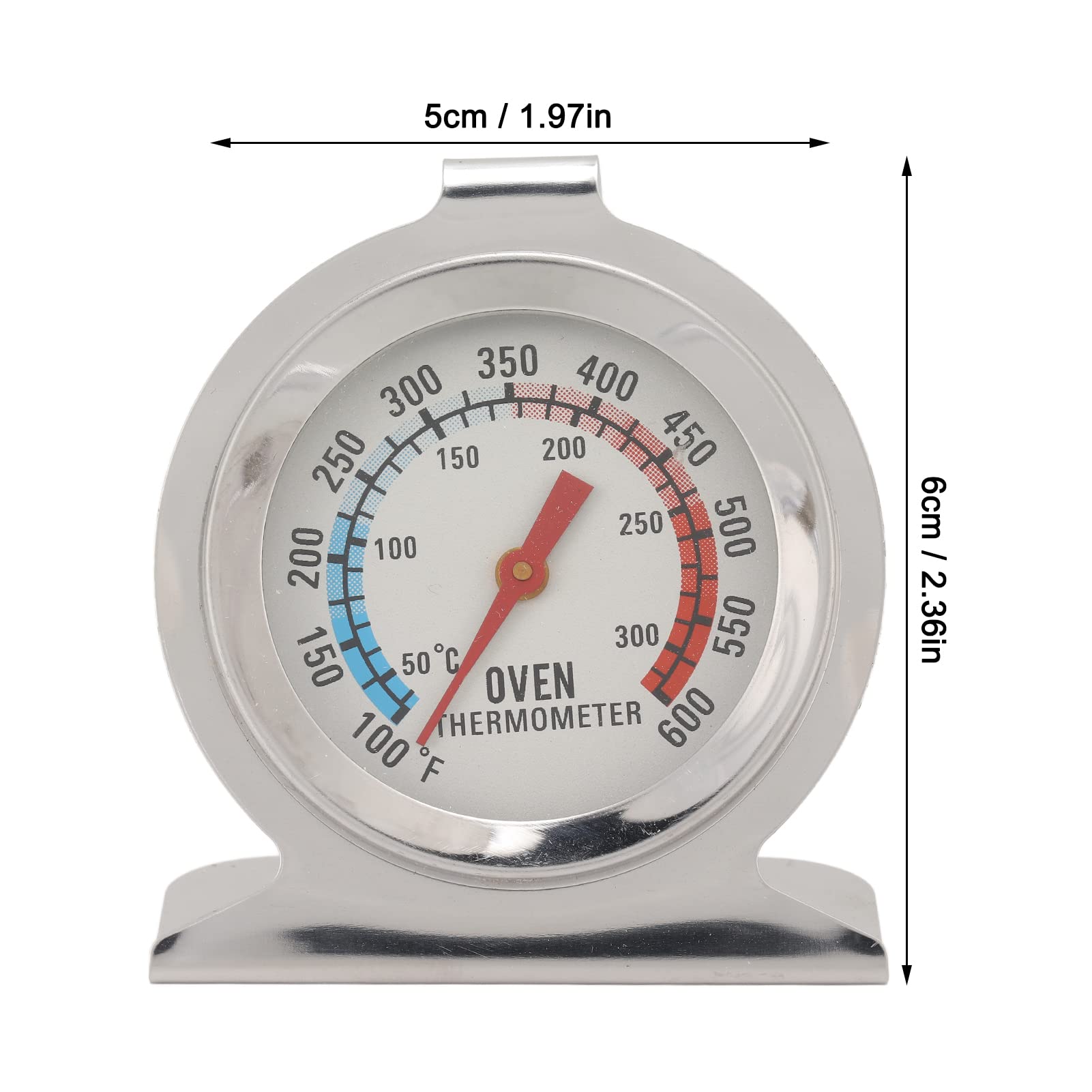 1.97×2.36in Stainless Steel Oven Thermometer for Electric & Gas Ovens - Instant Read Cooking Thermometer with Single Scale (50-300°C/100-600°F) - Perfect for Baking, Grilling, Roasting & Kitchen Temperature Monitoring