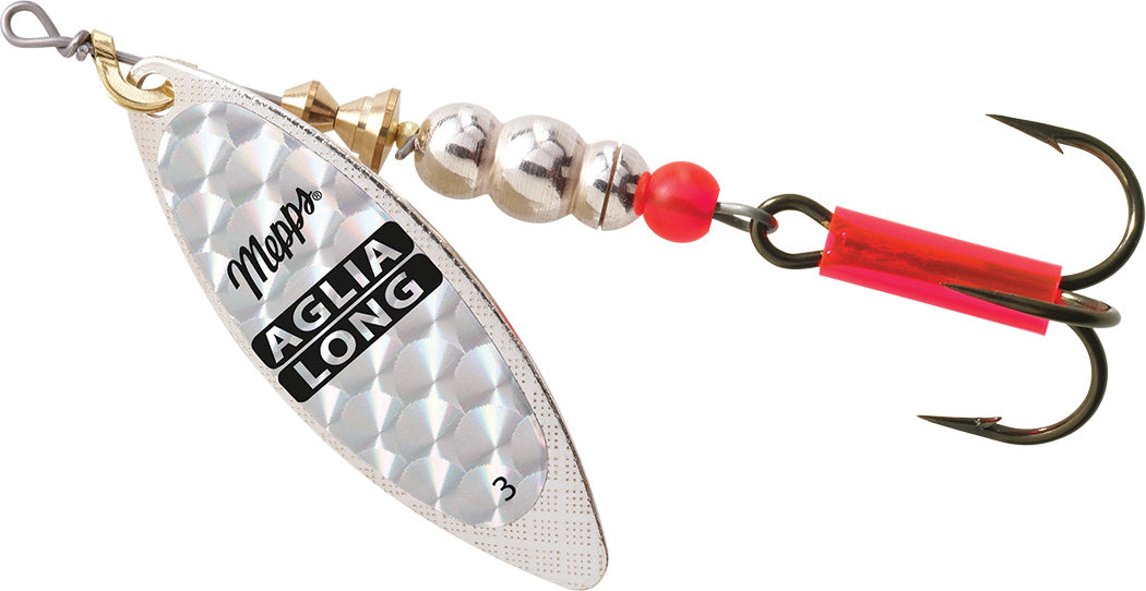 Aglia Long Spinner Fishing Lure #3 Plain Treble - Premium Bass Trout Salmon Fishing Gear for Freshwater & Saltwater Anglers