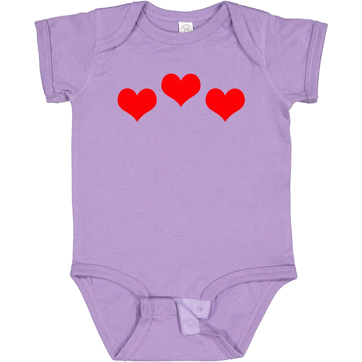 Inktastic 3 Red Hearts Baby Bodysuit - Soft Cotton Onesie for Newborns & Infants - Cute Valentine's Day, Christmas & Family Photo Outfit