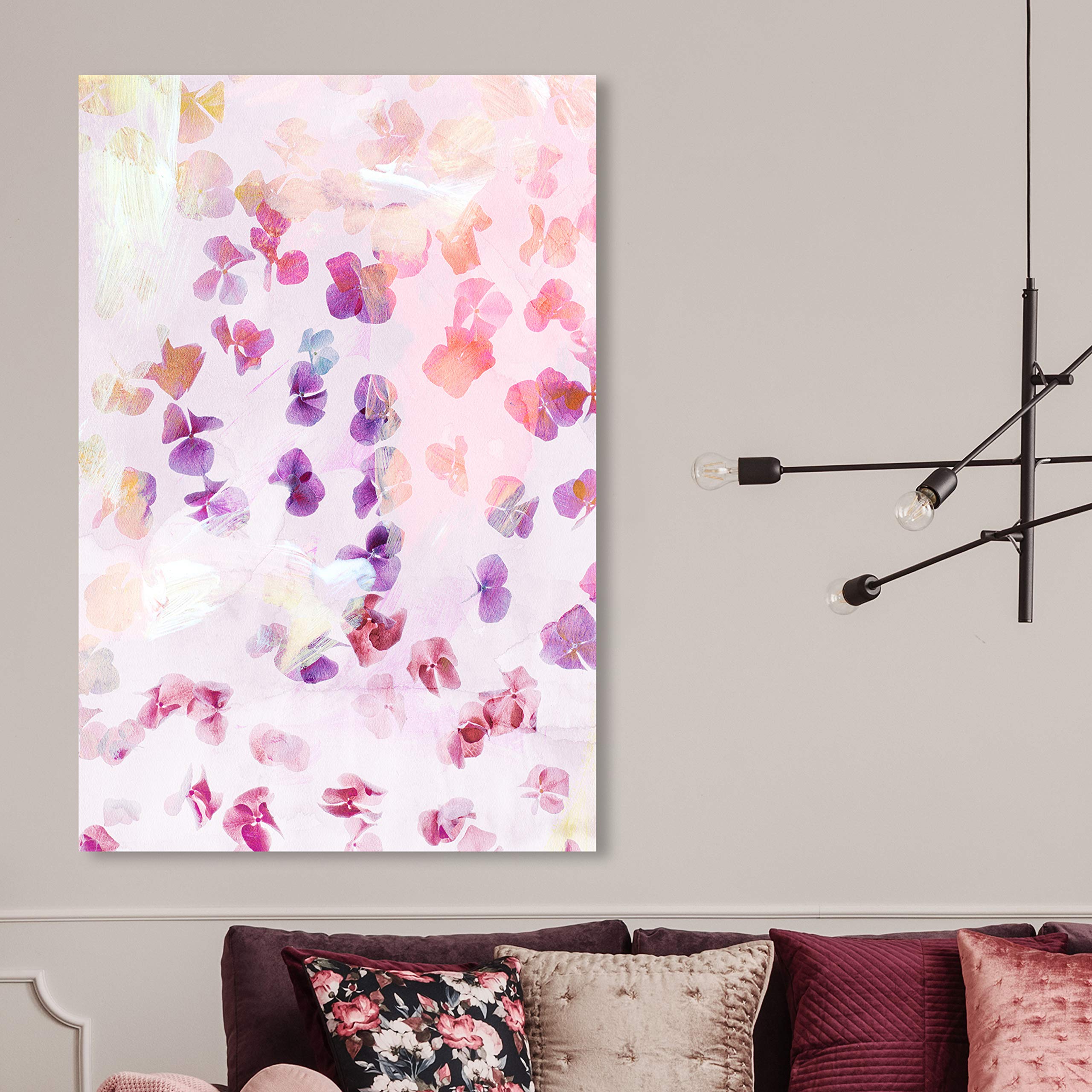 Oliver Gal Artist Co. Floral Wall Art Canvas Print - 'Cascading Flowers' Pink & Purple Botanical Painting - 30x45 Inch Modern Home Decor for Living Room, Bedroom & Office