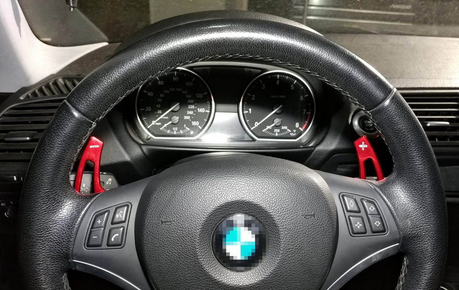 High-Performance CNC Red Aluminum Steering Wheel with Larger Paddle Shifters - Compatible with BMW EXX M3 M6 X5M X6M - Perfect for Racing & Street Driving