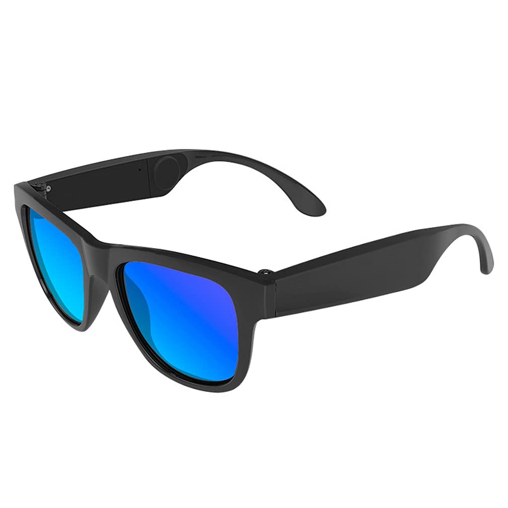 Smart Audio Sunglasses with Bluetooth 4.0 | Bone Conduction Wireless Headphones | Open-Ear Design with Built-in Mic for Calls | Compatible with iOS & Android (Black) | Perfect for Running, Cycling & Outdoor Activities