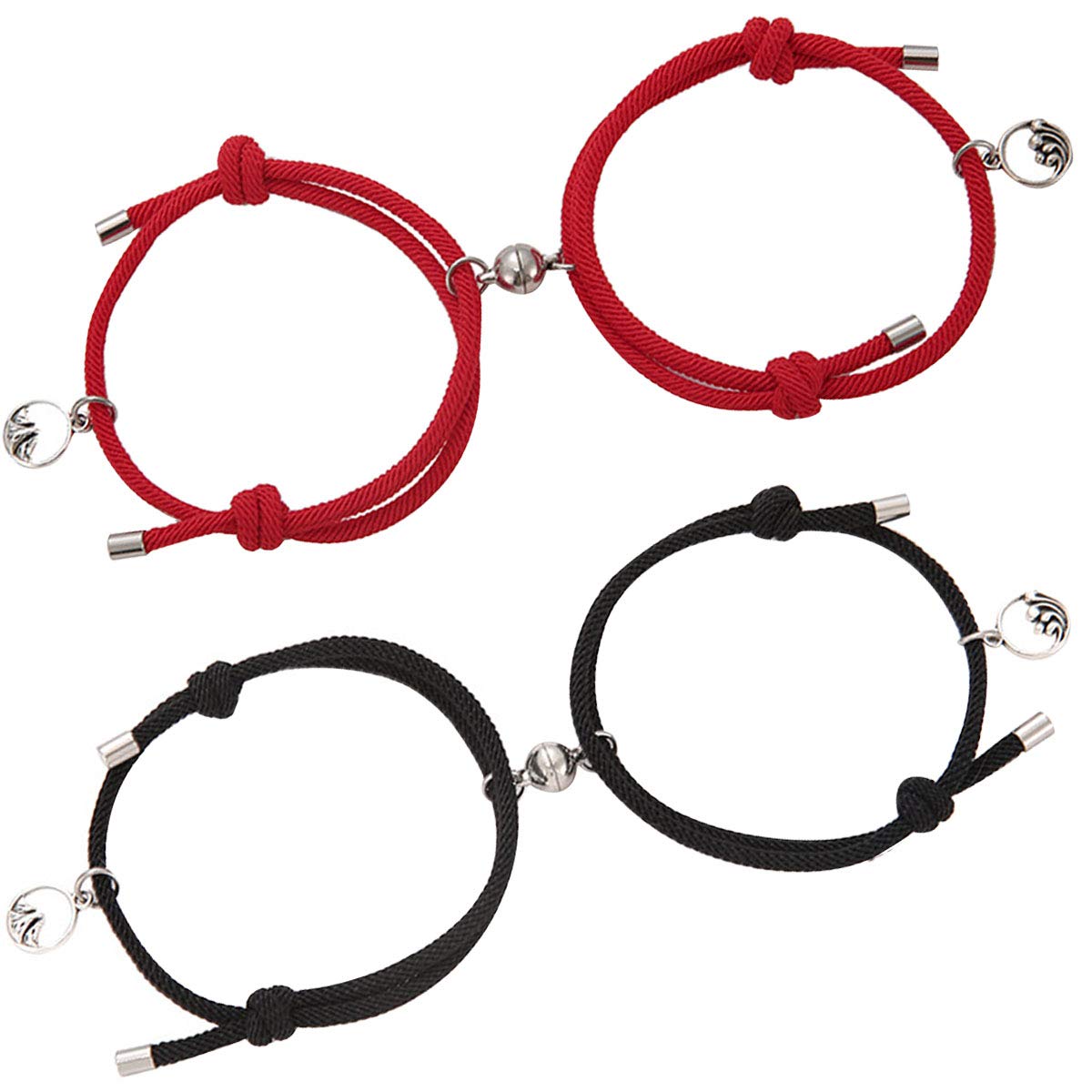 YFStyle Magnetic Love Bracelets for Couples - Long Distance Beaded Couple Bracelets for Women & Men - Romantic Matching Jewelry Gift for Anniversaries, Valentine's Day & Date Nights