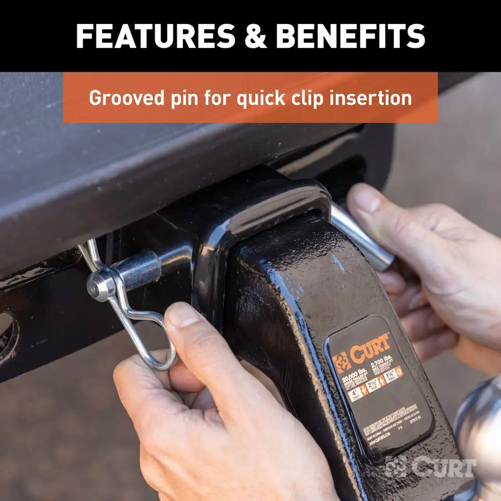 Heavy Duty 5/8 Inch Hitch Pin With Groove for 2.5 or 3 Inch Receiver - Secure Trailer, Towing & Off-Road Accessories