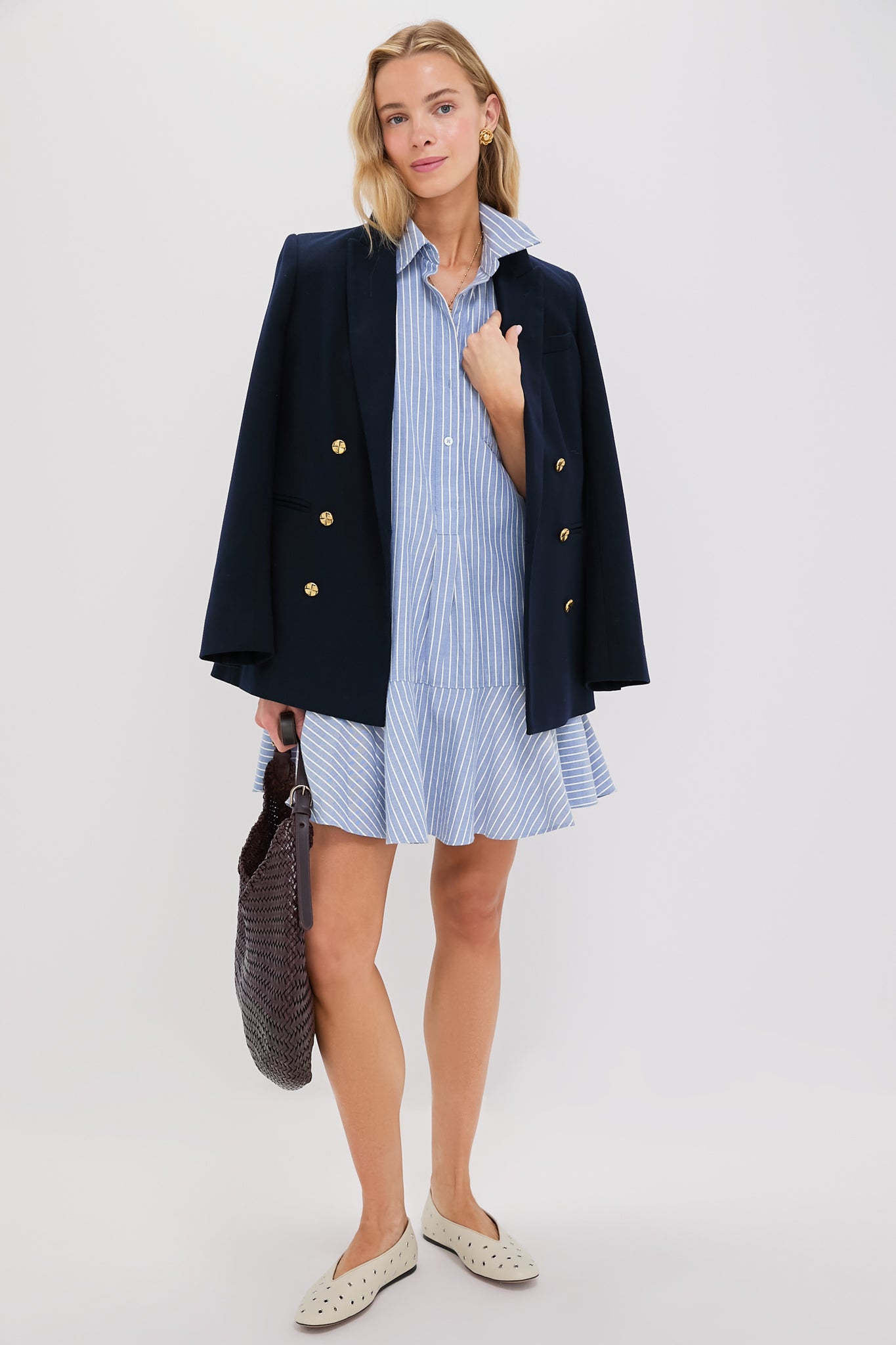 Blue Stripe Callahan Shirt Dress for Women - Casual Summer Cotton Tunic Dress with Pockets | Perfect for Office, Beach & Weekend Outfits