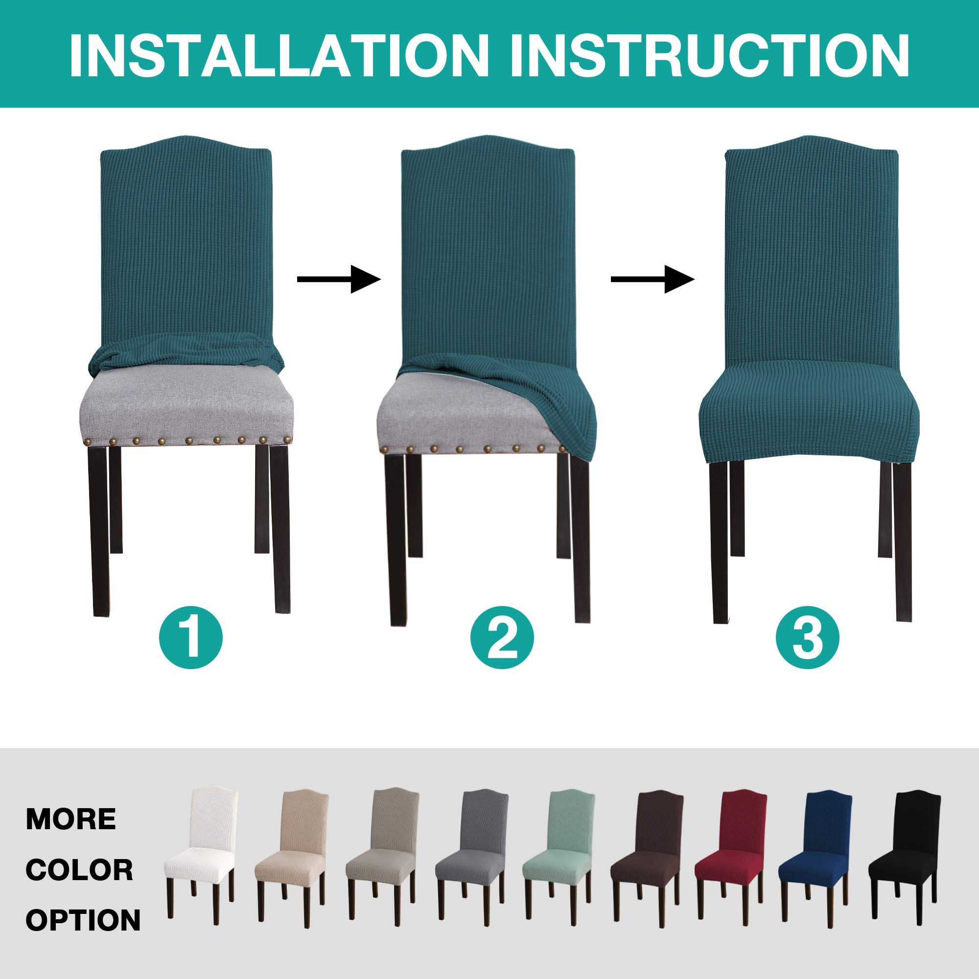 Premium Turquoise Stretch Dining Chair Covers Set of 2 - Washable Slipcovers for Parsons Chairs, Teal Chair Protectors for Home, Hotel & Wedding Decor - Perfect for Dining Rooms, Banquets & Special Events (Deep Teal)