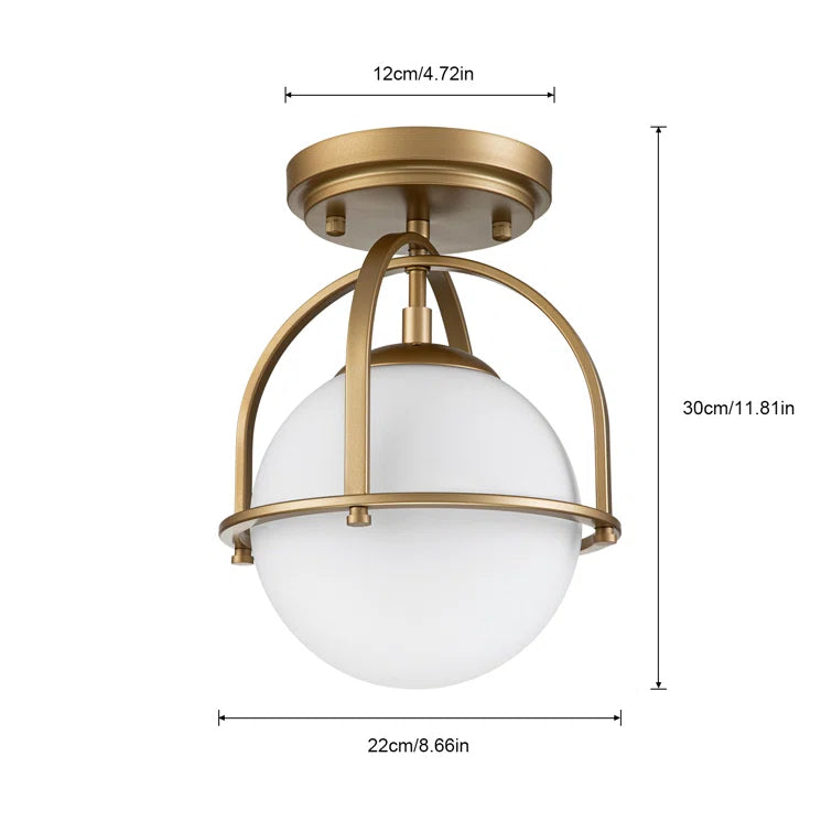 Glowlings Modern Single Opal Glass Semi-Flush Mount Ceiling Light Fixture - Elegant Lighting for Bedroom, Hallway & Entryway
