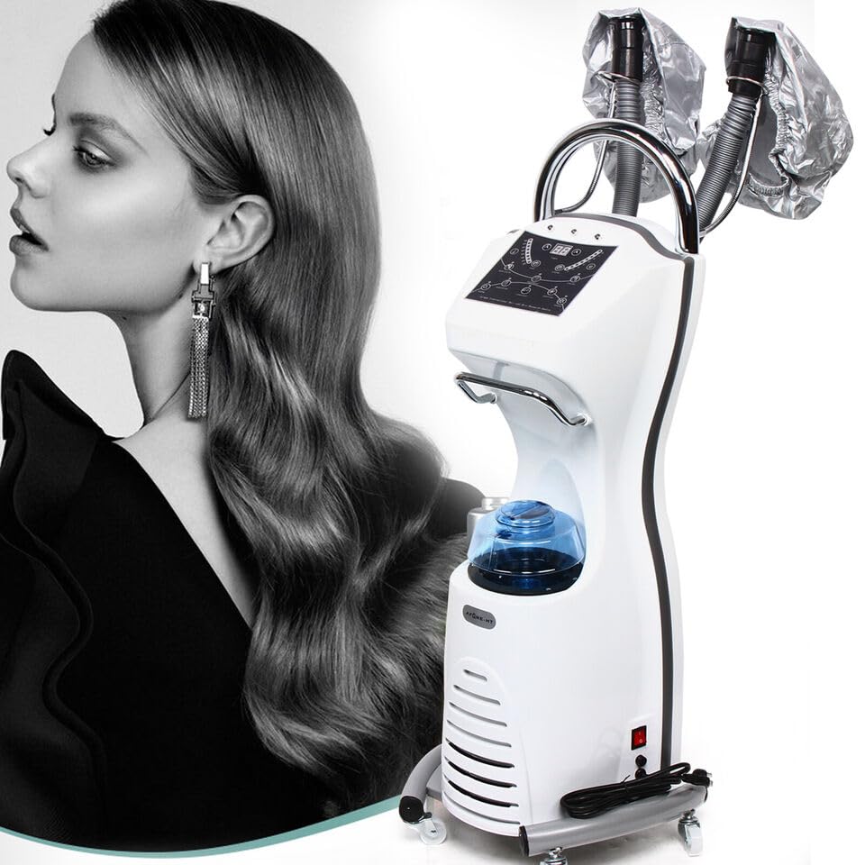 DYRABREST 7-in-1 Professional Hooded Hair Dryer & Steamer - 110V 700W Stand Hair Dryer with Orbiting Rollerball, Wheels & 2 Evaporation Caps for Salon & Home Hair Treatment | Perfect for Deep Conditioning, Oil Treatment & Styling