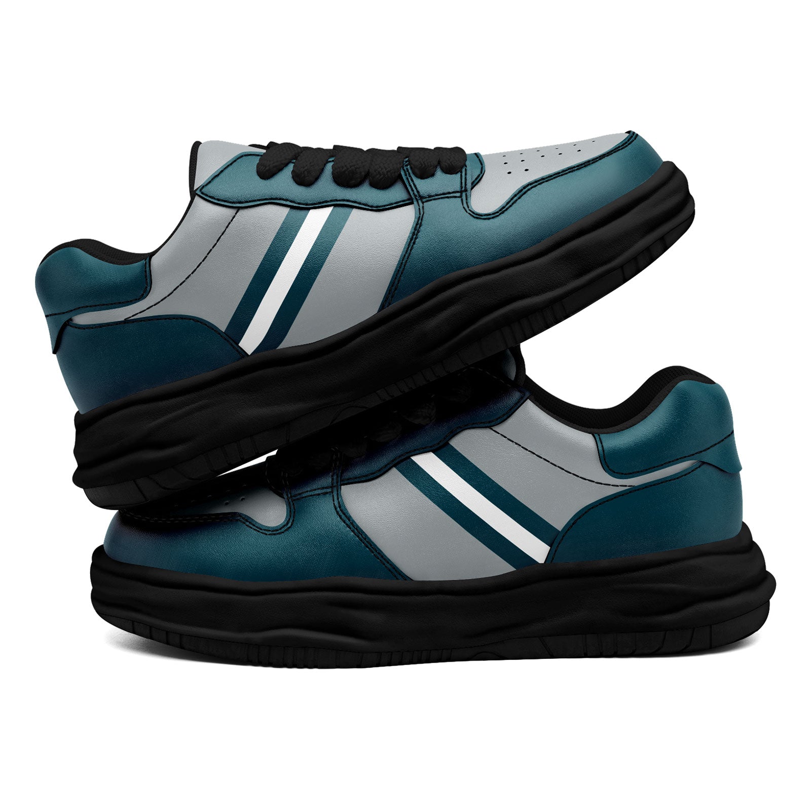Custom Green & Gray Philadelphia Personalized Sneakers - FN032 D020389 | Unisex Comfortable Walking Shoes for Casual Wear, Gym & Street Fashion