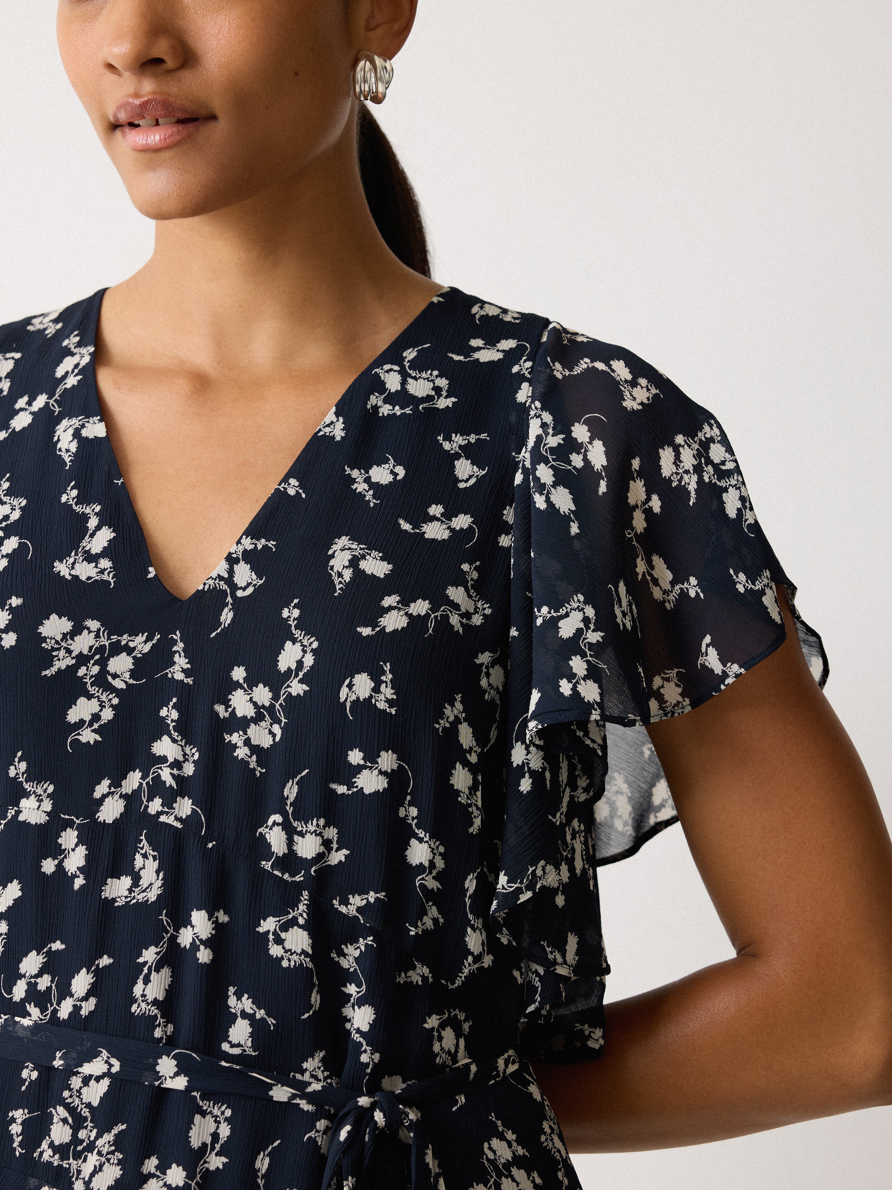 Swirl Posy Mini Dress for Women - Navy Blue Floral Summer Dress | Perfect for Beach Vacations, Parties & Casual Outings