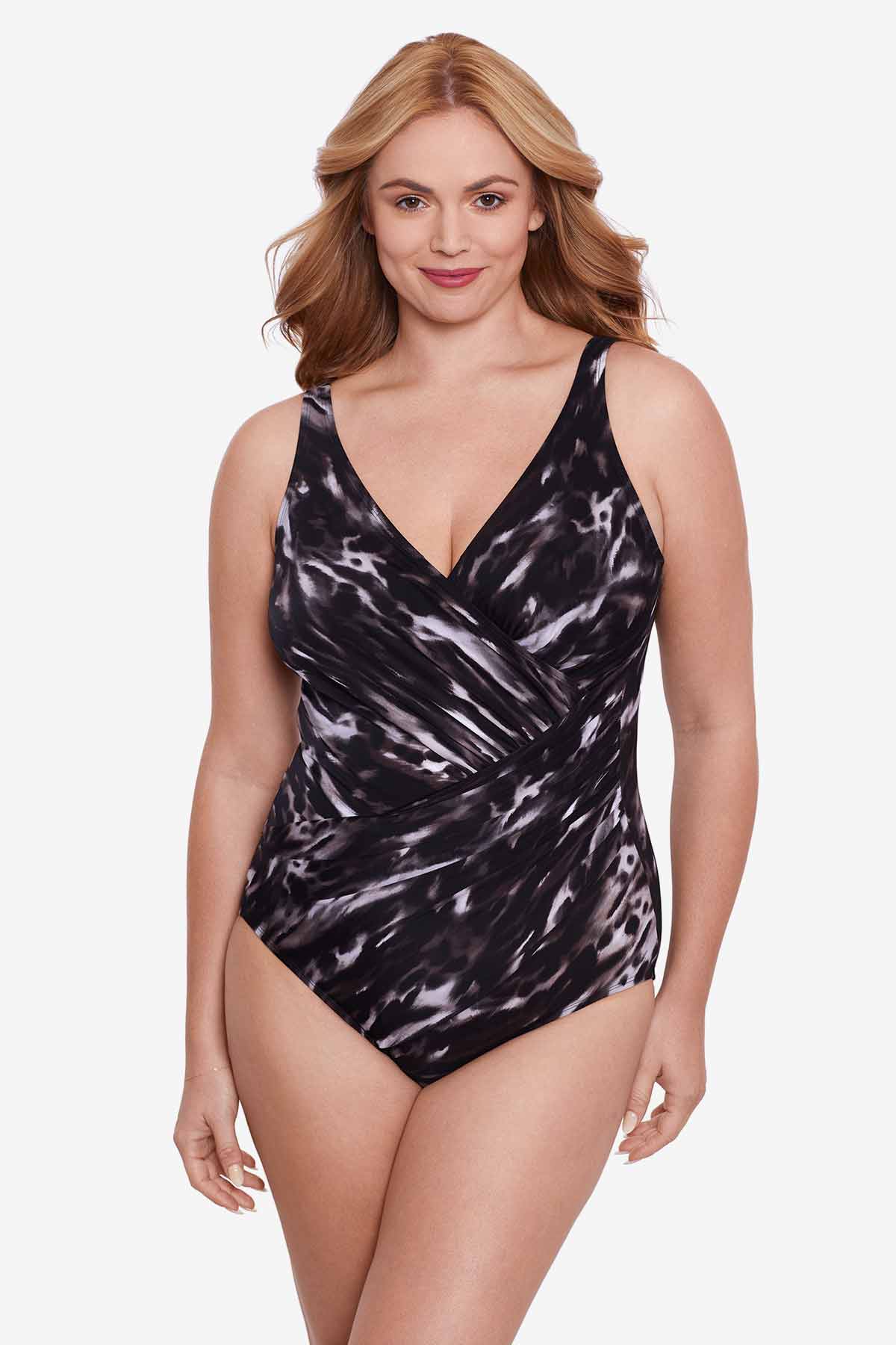 Plus Size Oceanus One Piece Swimsuit in Tempest Print - Stylish & Comfortable Bathing Suit for Women - Perfect for Beach Vacations & Pool Parties