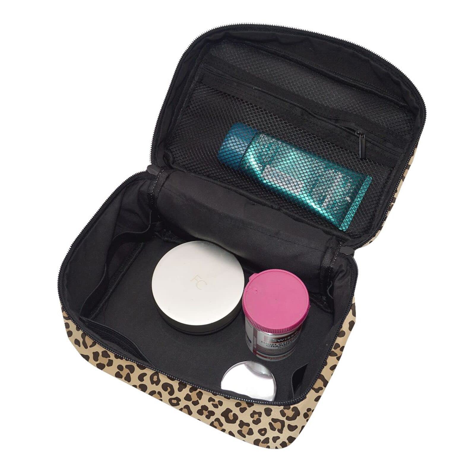 Leopard Print Travel Makeup Bag for Women - Large Waterproof Cosmetic Organizer with Toiletry Storage | Perfect for Vacation, Gym & Daily Essentials Organization