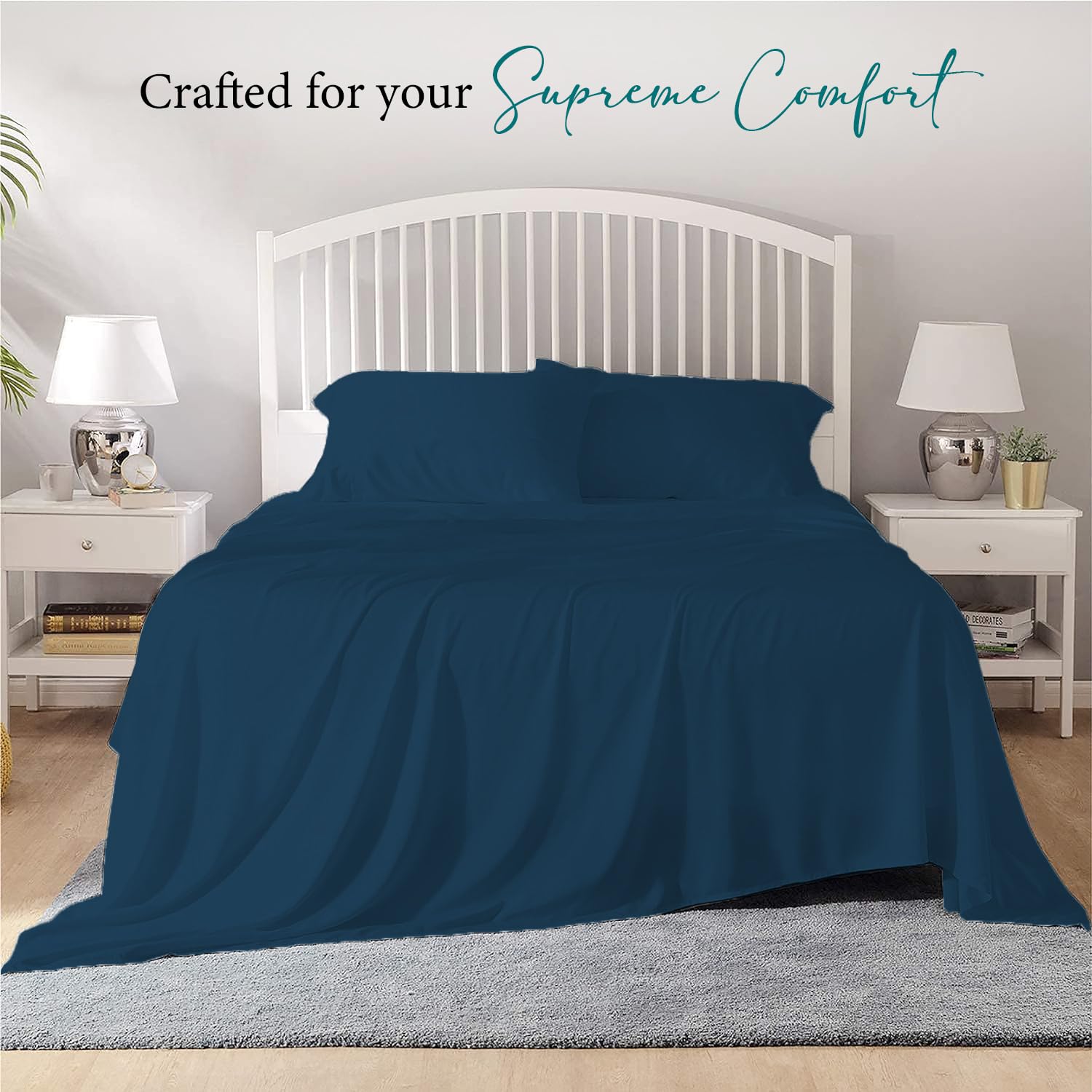 Bunny's Home 4-Piece Twin Sheet Set - Breathable Egyptian Cotton, 17” Extra Deep Pocket, Luxury Sateen Weave - Soft & Cooling Bed Sheets for Hotel-Style Comfort | Perfect for Kids' Rooms, Guest Beds & Dorm Essentials