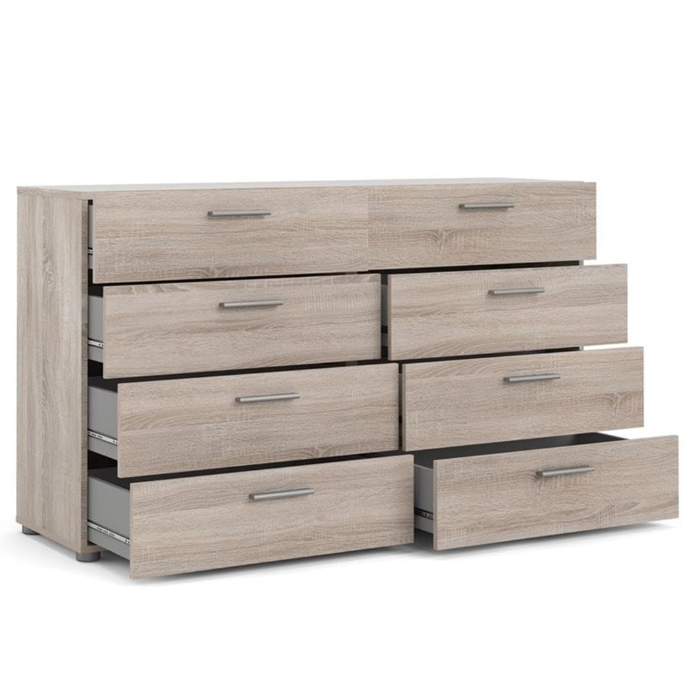 Home Square 3-Piece Bedroom Set - 8-Drawer Dresser & Two 2-Drawer Nightstands in Rich Truffle Finish | Complete Master Bedroom Furniture Suite for Modern Homes & Guest Rooms