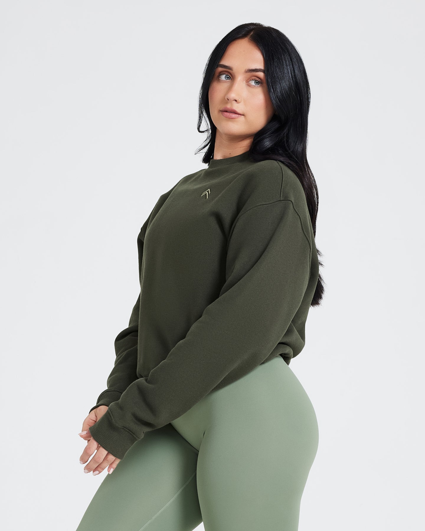 Cozy Oversized Sweatshirt for Women - Soft Fleece Pullover Hoodie in Khaki | Perfect for Casual Wear, Lounge & Outdoor Activities