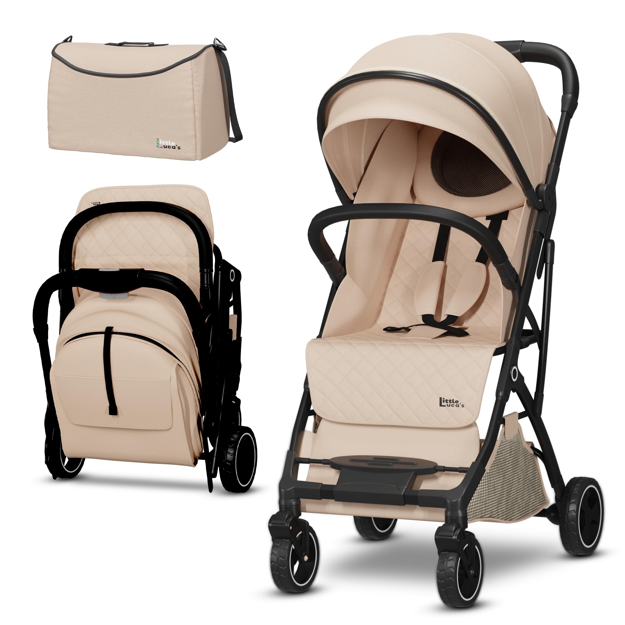 Lightweight Compact Travel Stroller for Airplanes - Foldable Baby Stroller with Convertible Changing Mat & Safety Brake | Perfect Carry-On Stroller for Newborns to Toddlers | Ideal for Air Travel, Shopping & Daily Outings