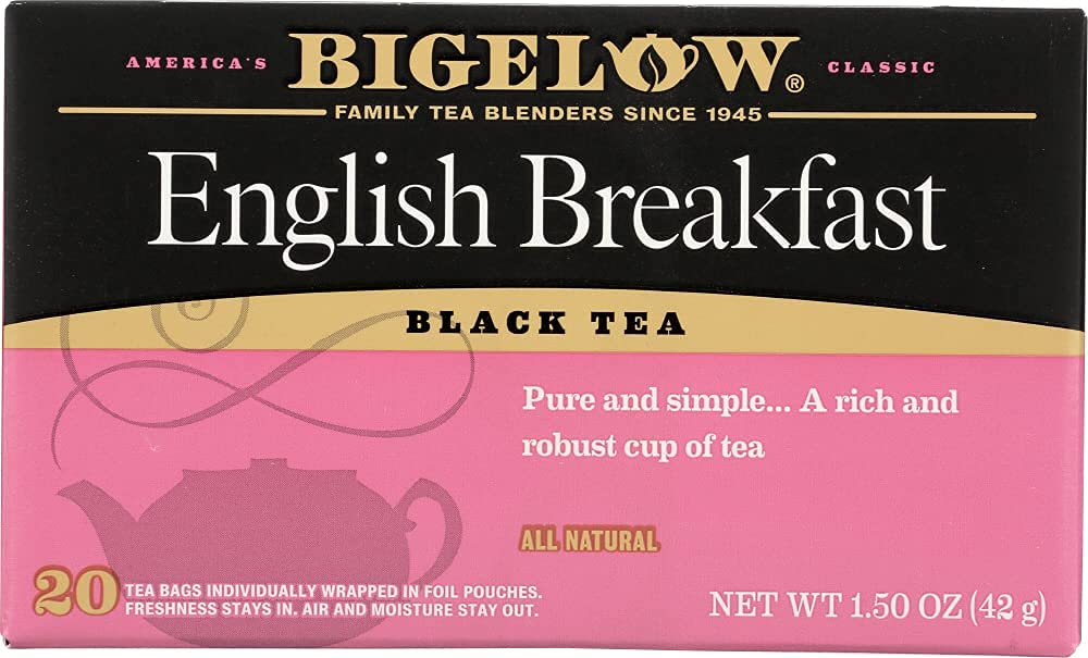 Bigelow English Breakfast Tea Bags - 20 Count (Pack of 3) | Premium Black Tea for Morning Energy & Afternoon Relaxation | Perfect for Home, Office or Travel