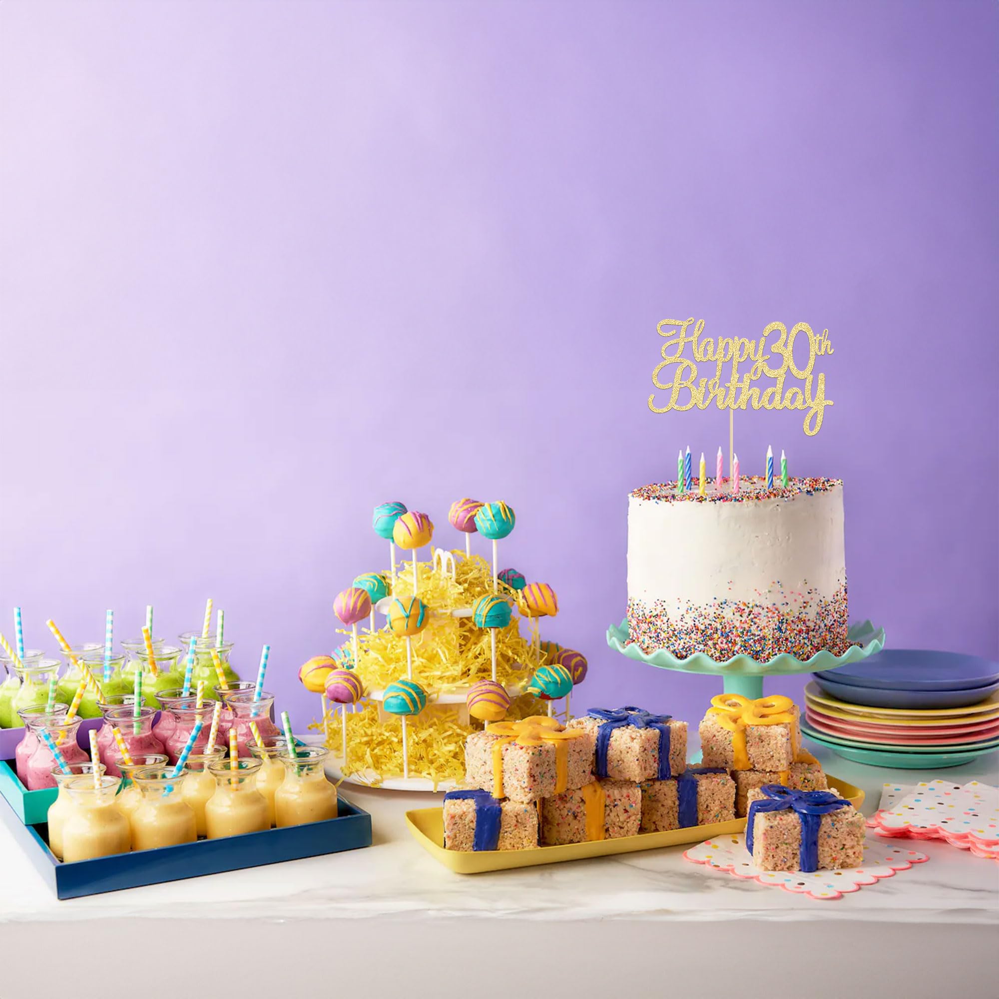 Happy 30th Birthday Cake Topper - Gold Glitter 30 Cupcake Toppers Set - Cheers to 30 Party Decorations - Perfect for 30th Birthday Cakes, Cupcakes & Celebration Supplies | Great for Birthday Parties, Anniversaries & Milestone Events