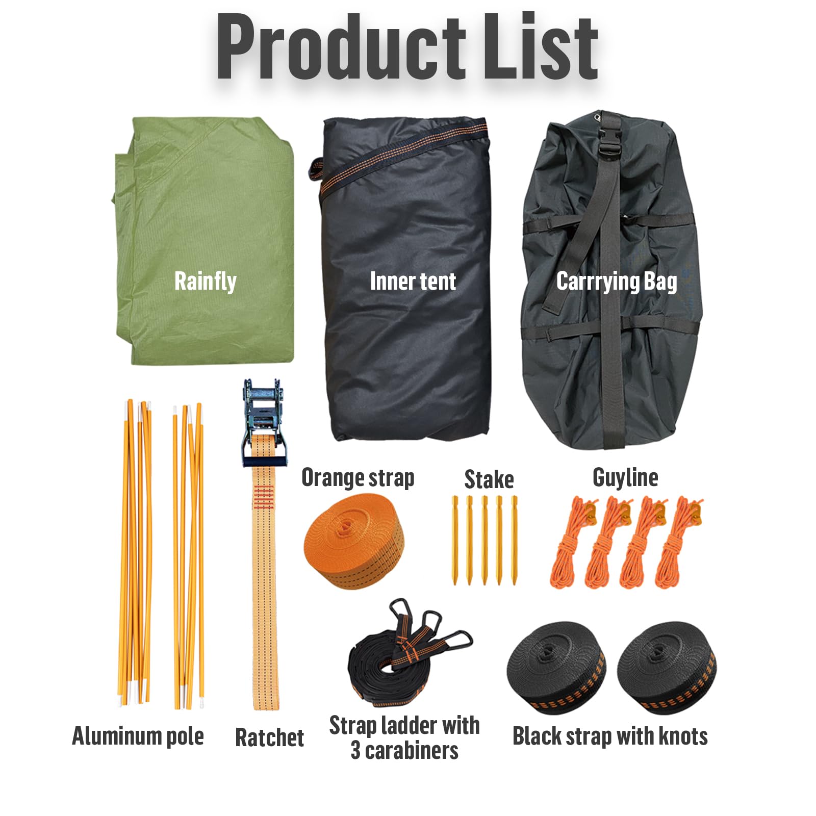 Night Cat Triangle Hammocks for 2 Persons - 13ft 440lbs Capacity 3-Point Camping Hammock with Bug Net & Rainfly - Perfect for Backpacking, Hiking, and Outdoor Adventures