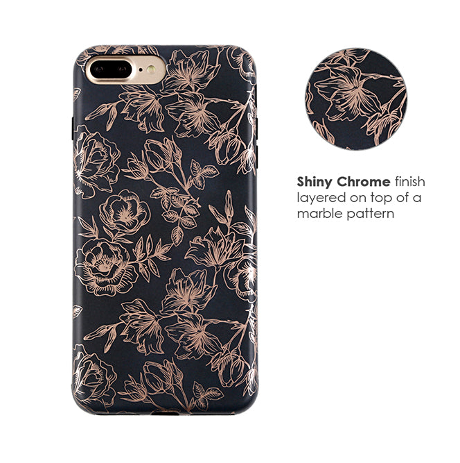 Elegant Floral Rose Gold iPhone Case - Stylish Protective Cover for iPhone 11/12/13/14/15 Pro Max - Perfect for Everyday Use, Office & Special Occasions