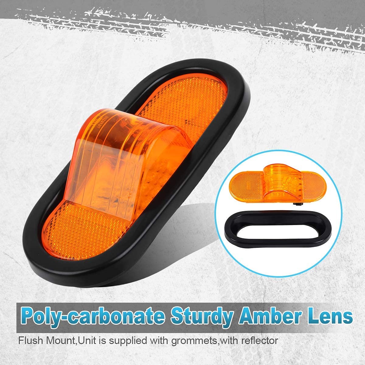 Partsam LED Truck Trailer Lights Kit - Square Amber/Red Double Face Pedestal Stud Mount Stop Turn Signal Tail Lights with 24 LED Mid-Turn Signal & Reflective Marker Lights - Heavy Duty Waterproof for Semi Trailers, RVs, and Commercial Vehicles