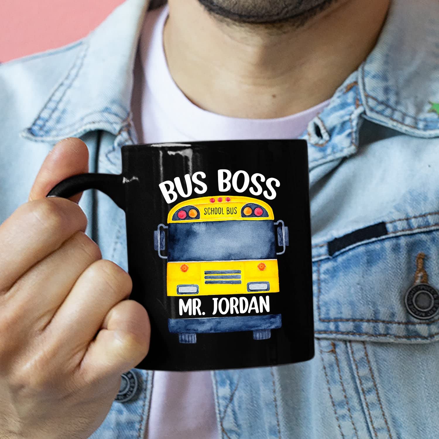 Personalized School Bus Driver Coffee Mug - Funny Custom Bus Boss Mug Gift for Men & Women - 11oz & 15oz Ceramic Cup - Perfect for Teachers, Transportation Workers & Coffee Lovers at School or Work
