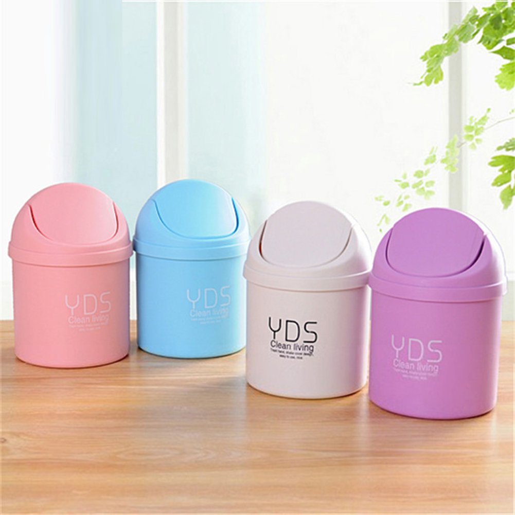 Durable Household Kitchen Trash Can with Lid - Creative Mini Desktop Garbage Bin for Kitchen, Living Room & Office - Blue | Perfect for Small Spaces & Waste Management