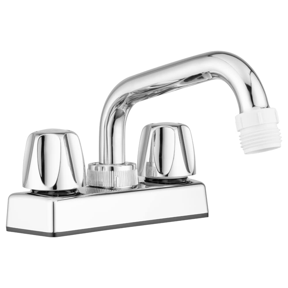 Pacific Bay Lynden Utility Laundry Sink Faucet with 360° Swivel Stainless Steel Spout - Garden Hose Adapter Compatible - Chrome Plated Plastic - Easy Installation for Laundry Room, Basement & Outdoor Use