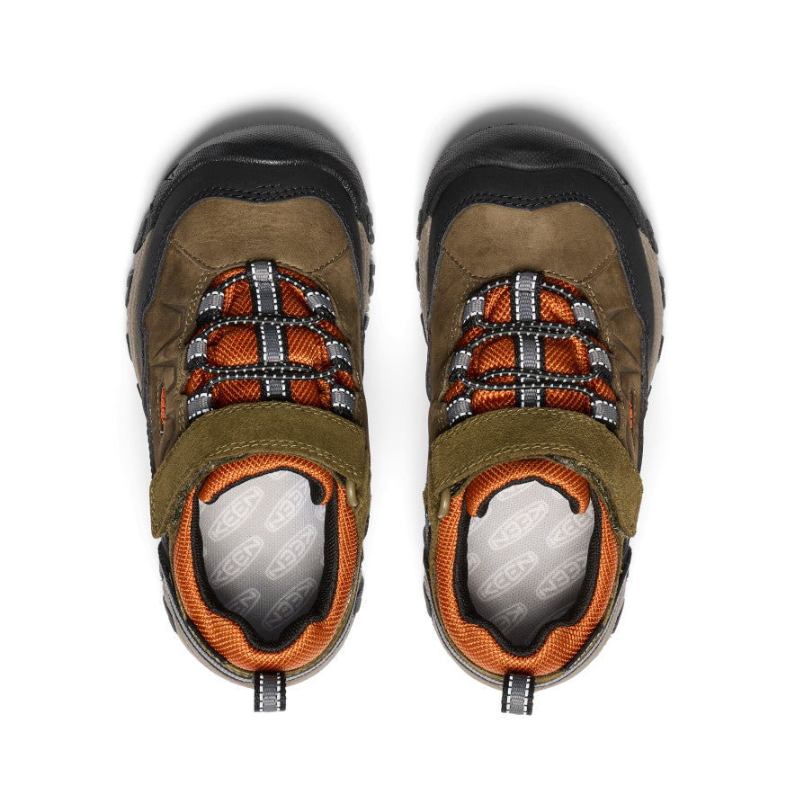 Little Kids' Targhee IV Waterproof Hiking Shoes - Dark Olive/Gold Flame | Outdoor Adventure Footwear for Boys & Girls | Perfect for Trails, Camping & Nature Walks