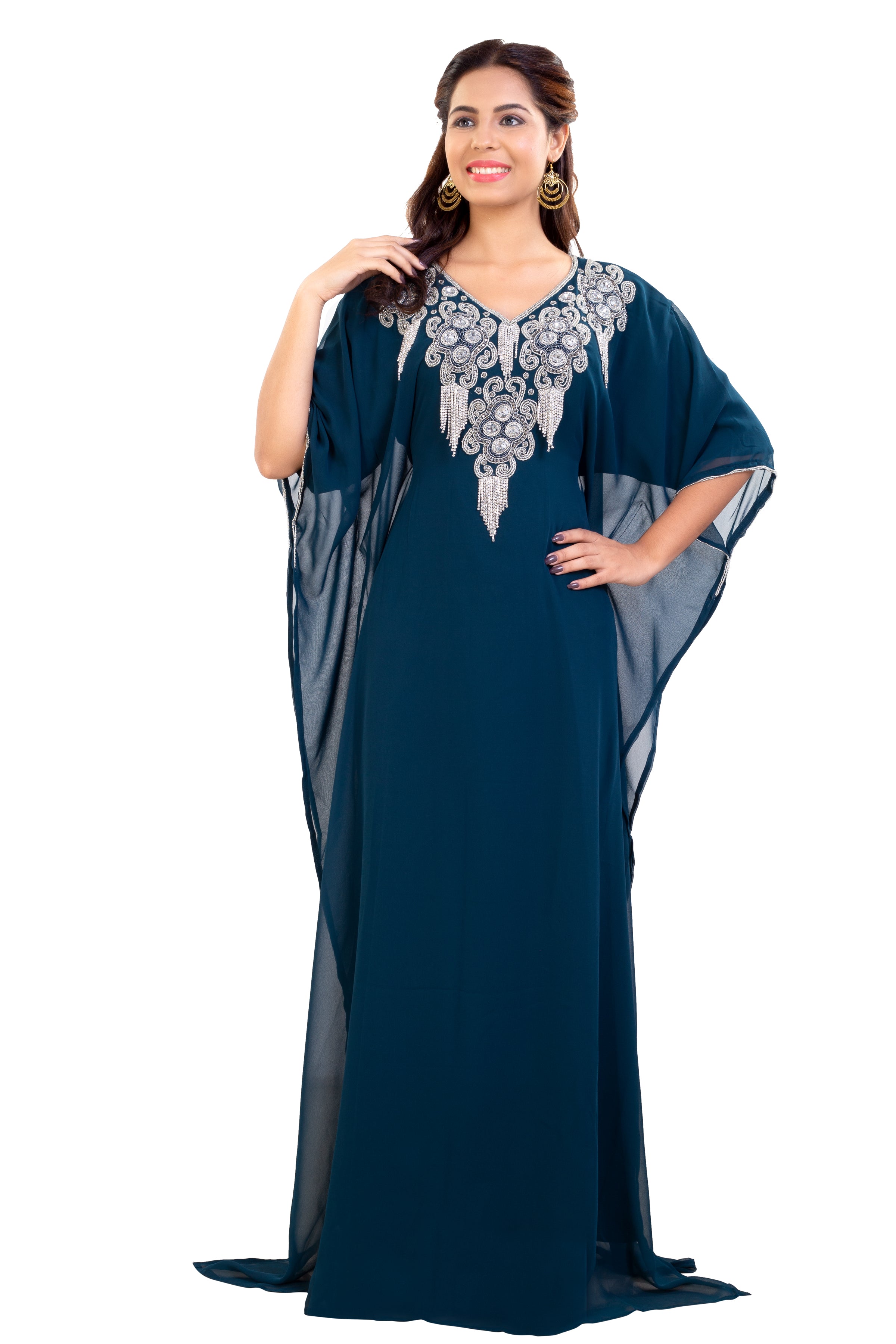 Elegant Farasha Dress with Crystal Embroidery - Perfect for Weddings, Parties & Special Occasions