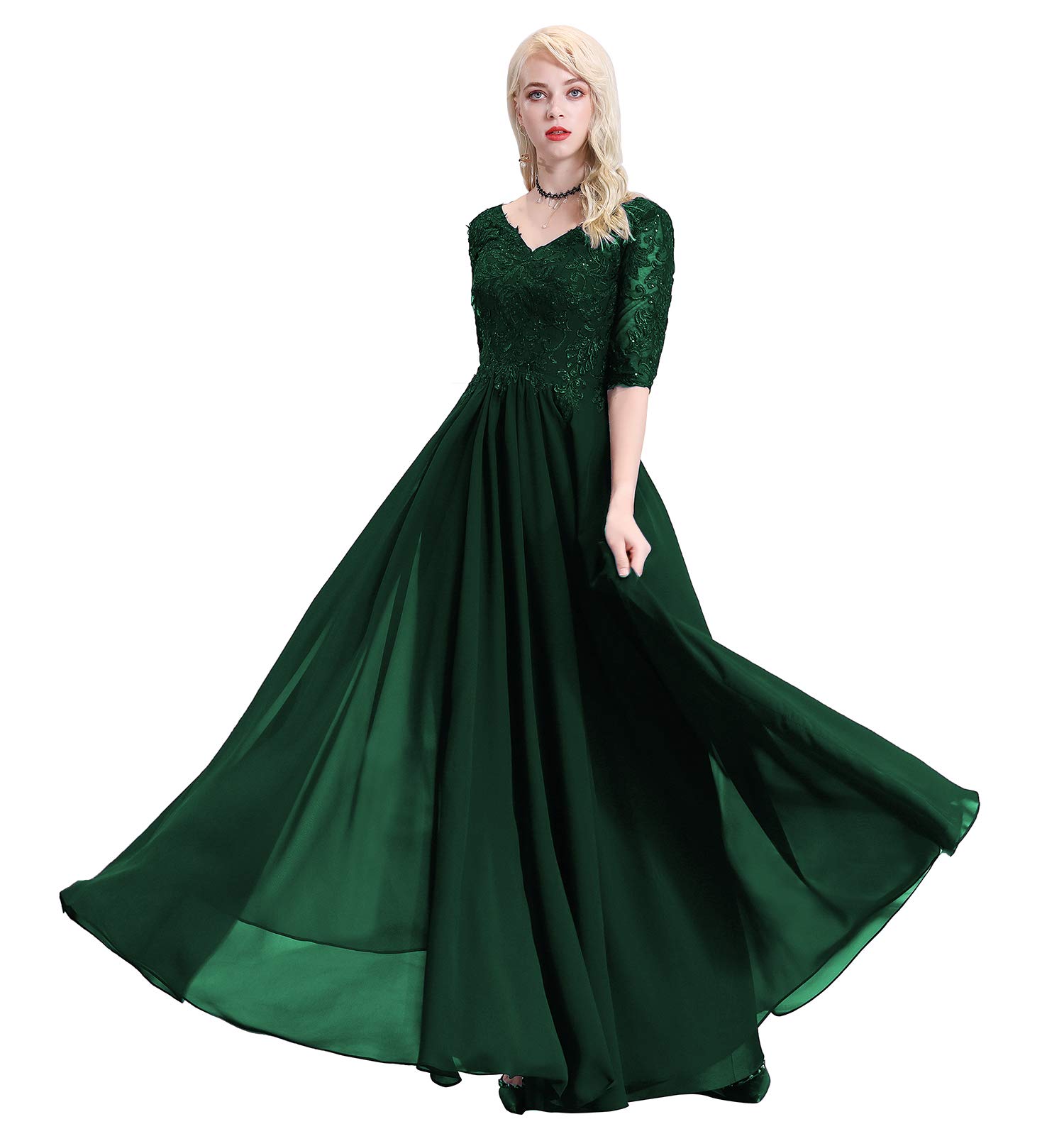 Elegant Plus Size Women's V-Neck Beaded Applique Dress - Perfect for Mother of the Bride, Wedding Guest & Special Occasions