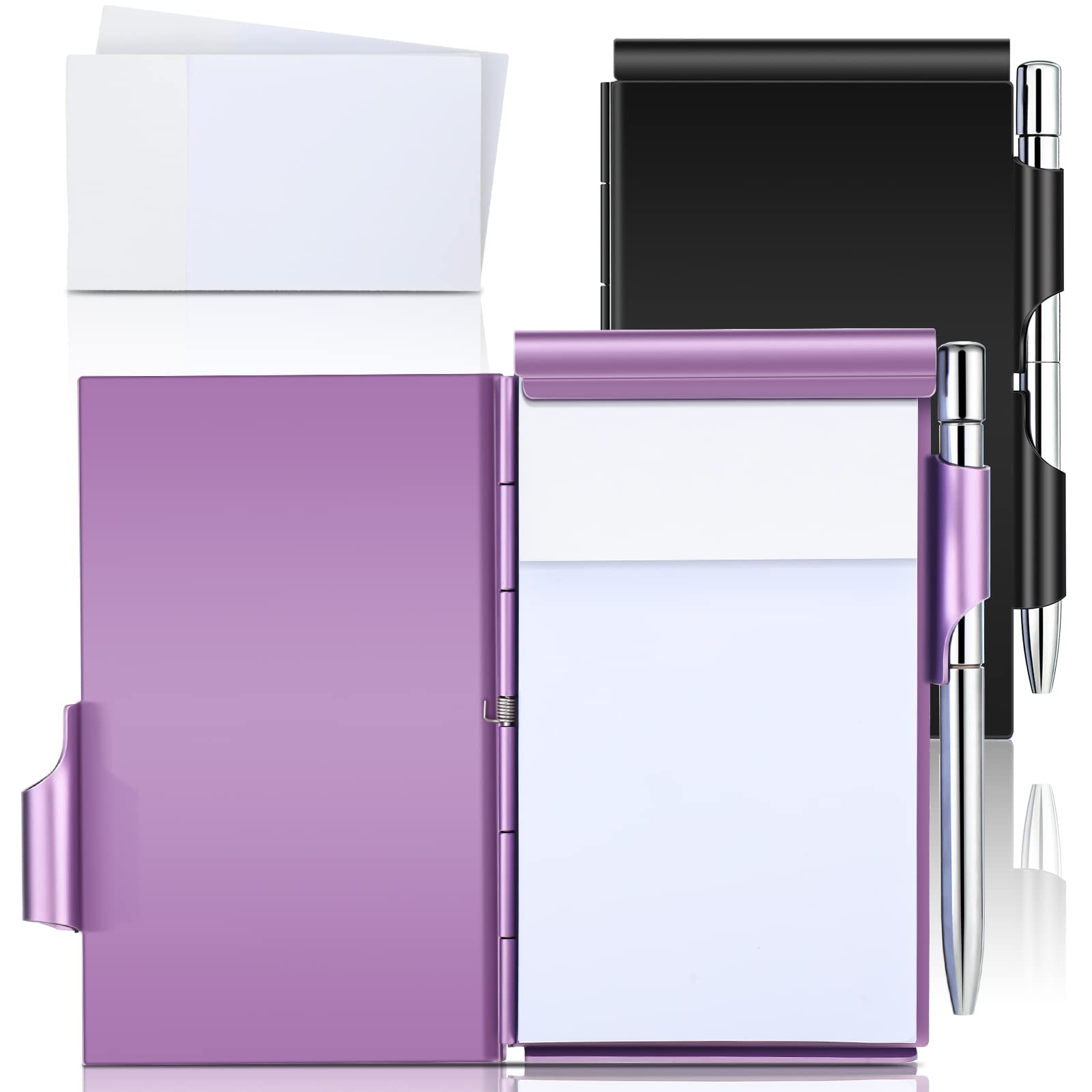 Premium Zonon 6-Piece Aluminum Pocket Notebook Set - Refillable Metal Notepad with Pen Holder | Compact Travel Journal for Office, Home & Gifts | Perfect for Business Meetings, Daily Notes & Adventure Travel
