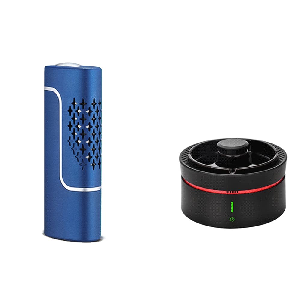 Portable Car Ashtray with Air Purifier - 4.9inch/12.6cm Auto Cigarette Ashtray for Men, Home & Office Use - Blue Color with Purifier Function - Perfect for Travel, Camping and Indoor Smoking Areas