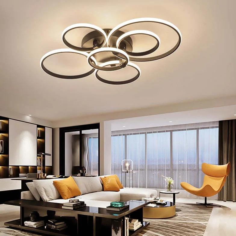 Modern LED Pendant Light with Ring Design - Stylish Ceiling Lighting for Living Room, Bedroom, and Dining Area